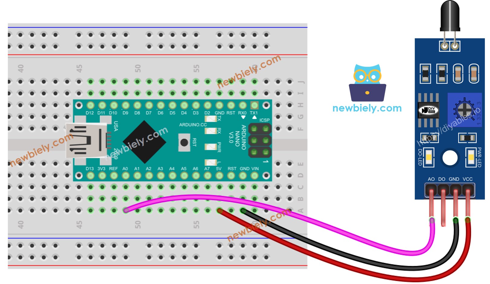 Arduino Nano Feuersensor-Verdrahtungsdiagramm