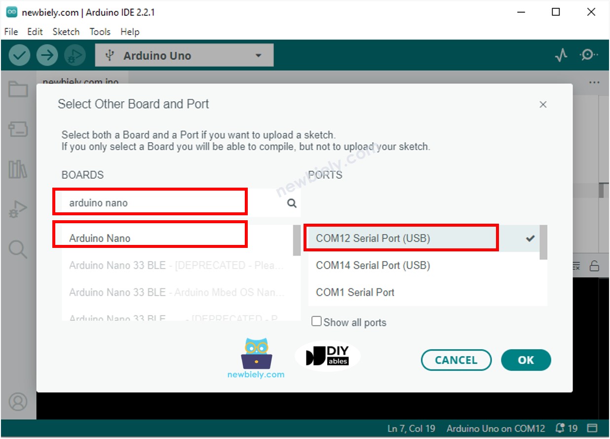 Arduino IDE - Wie wählt man den COM-Port aus