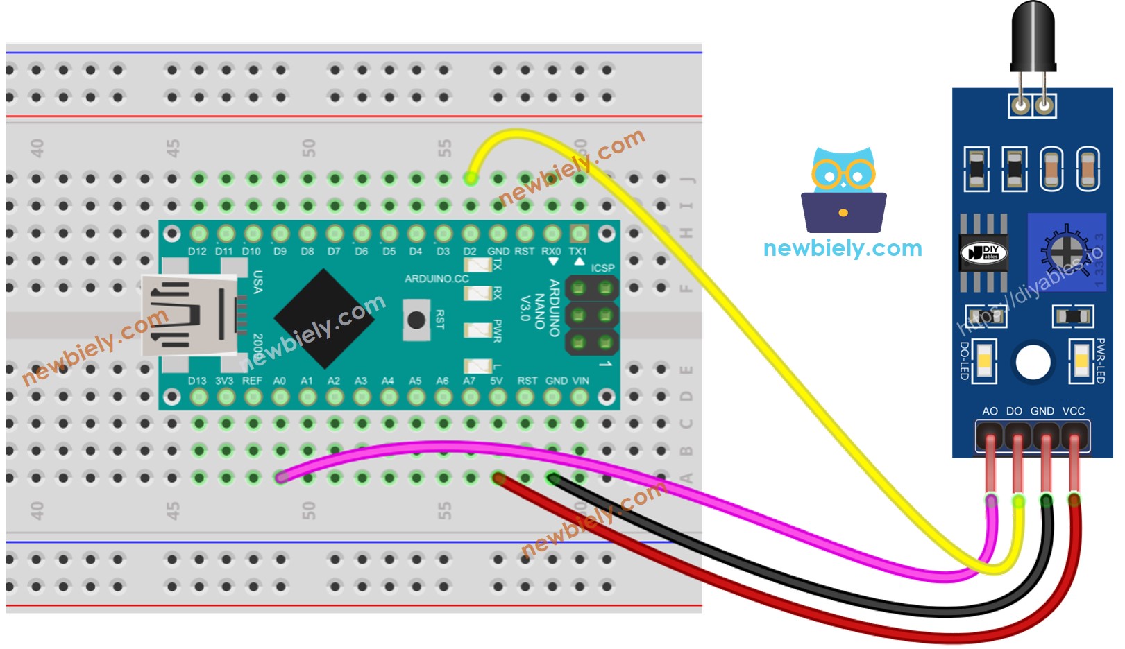 Schaltplan des Arduino Nano Infrarot-Flammensensors
