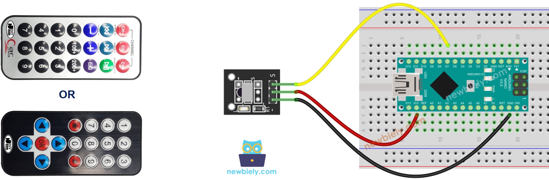 Arduino Nano Infrarot-Fernbedienung Verdrahtungsdiagramm