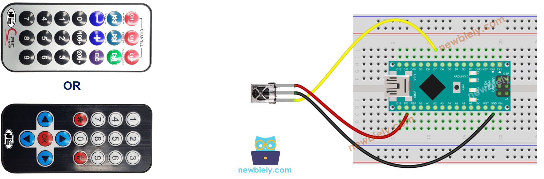 Arduino Nano IR-Fernbedienung Verdrahtungsdiagramm