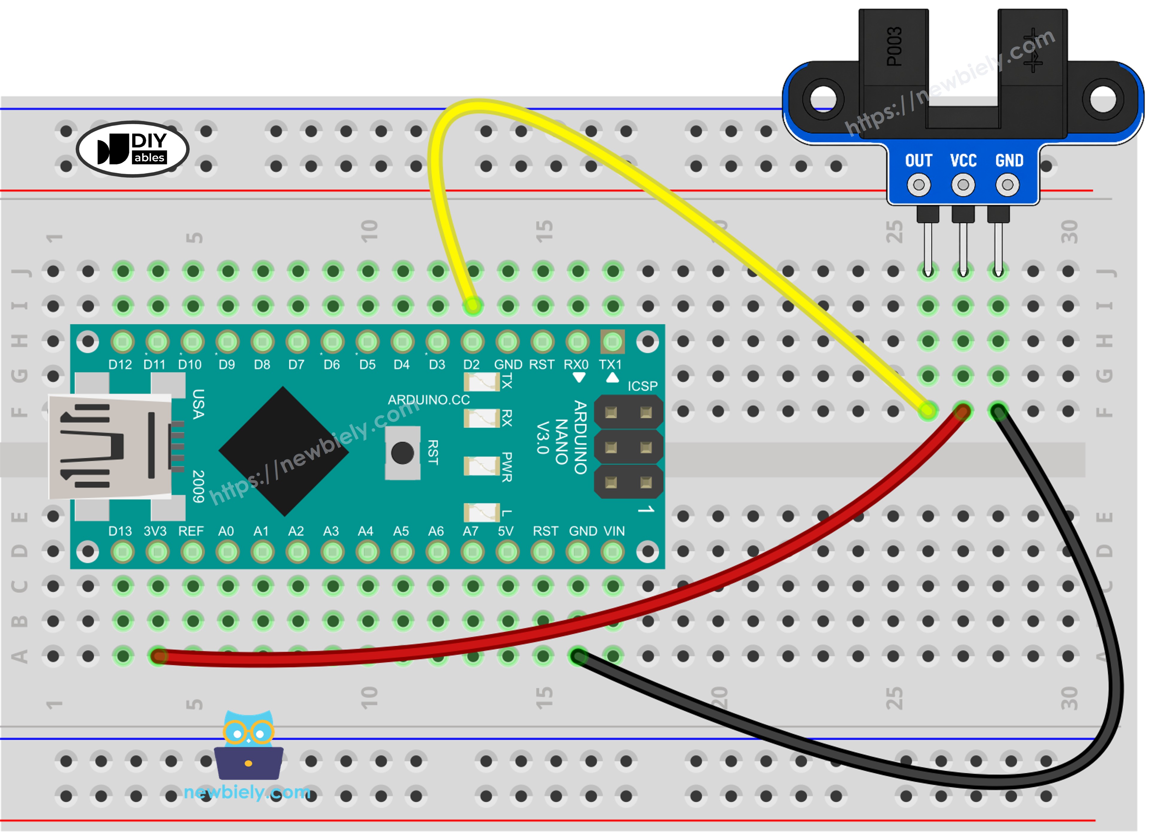 Arduino Nano IR-Gabellichtschranke Verdrahtungsdiagramm