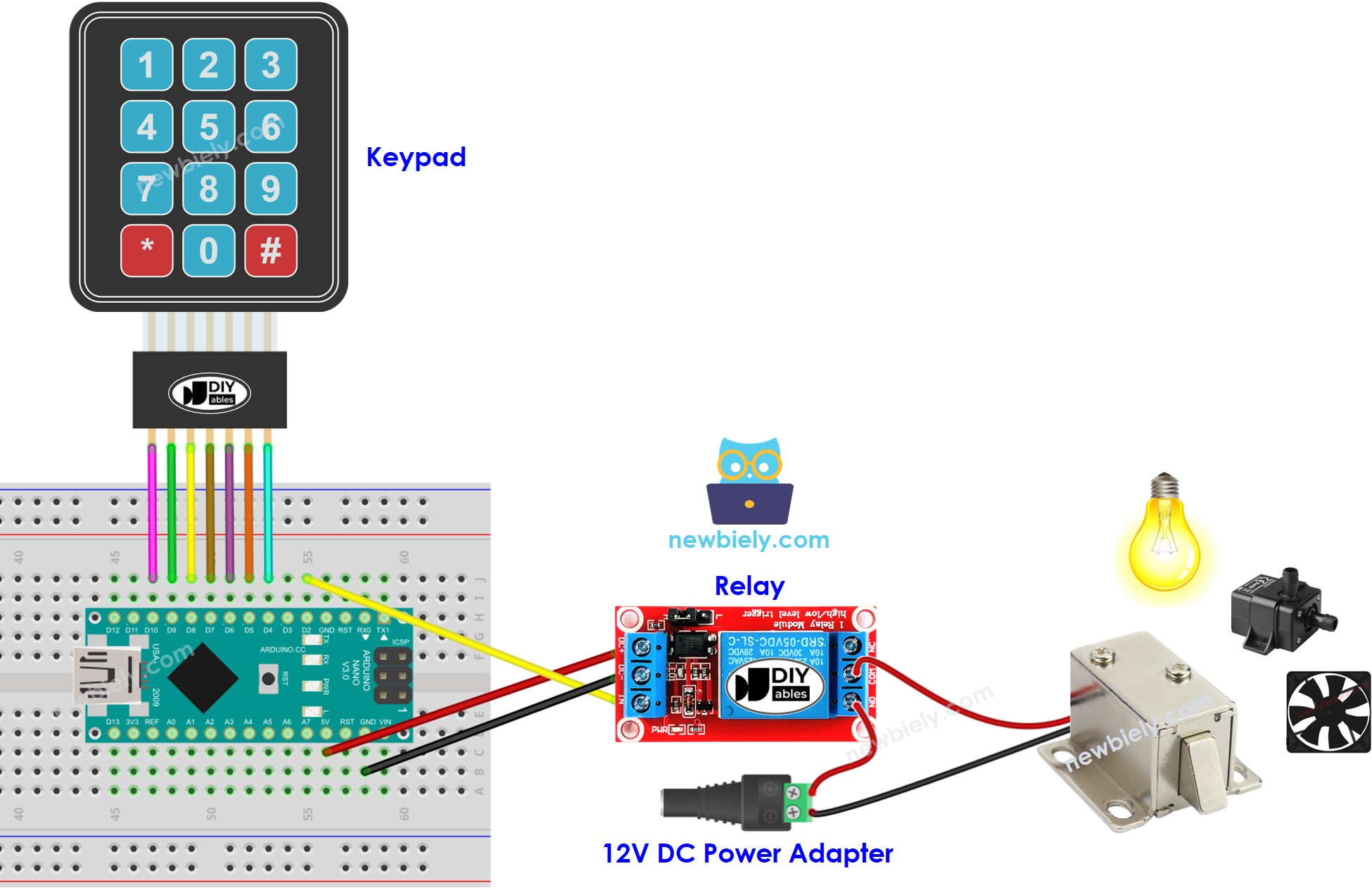 Arduino Nano Tastatur-Relais-Verdrahtungsdiagramm