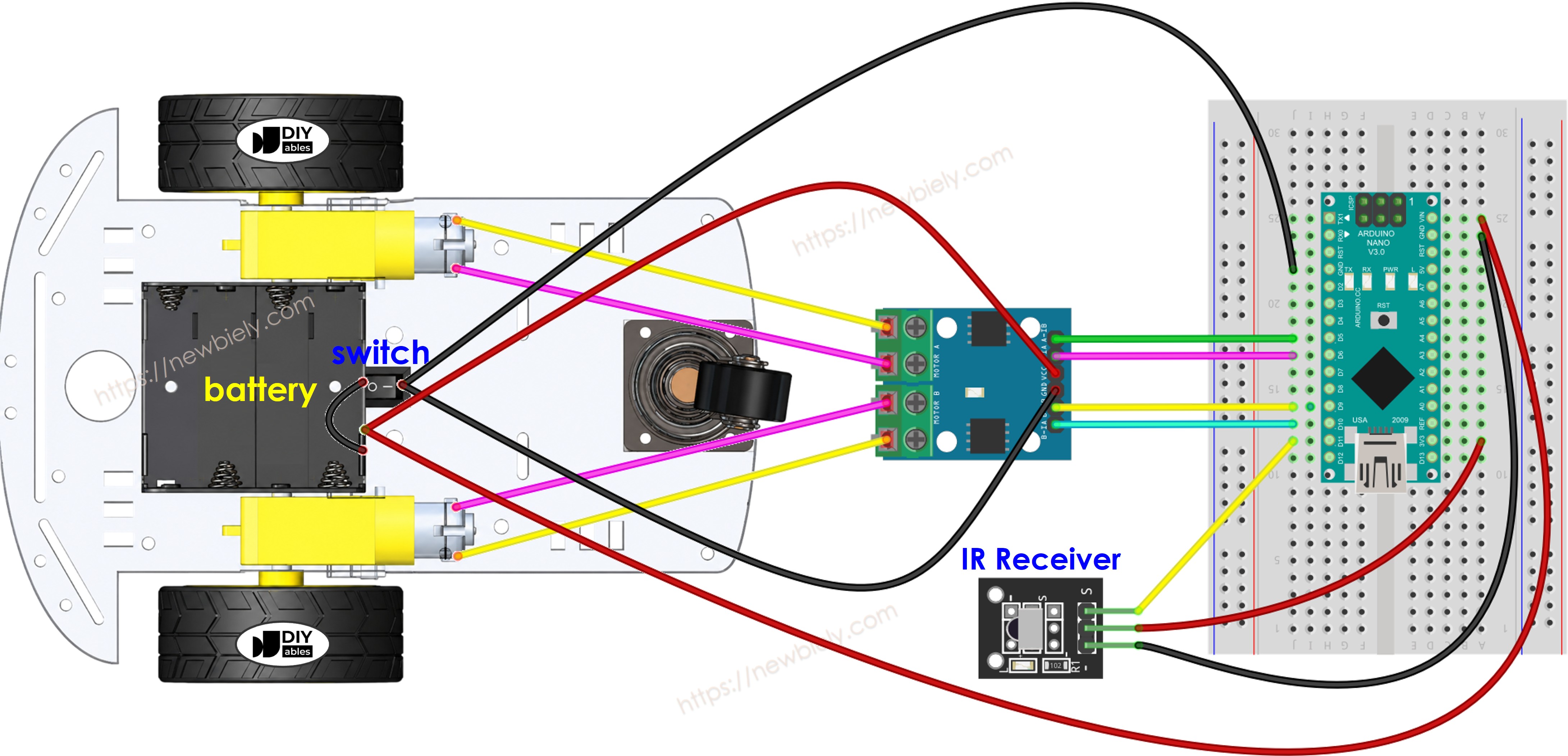 Arduino Nano 2WD Auto Verdrahtungsdiagramm