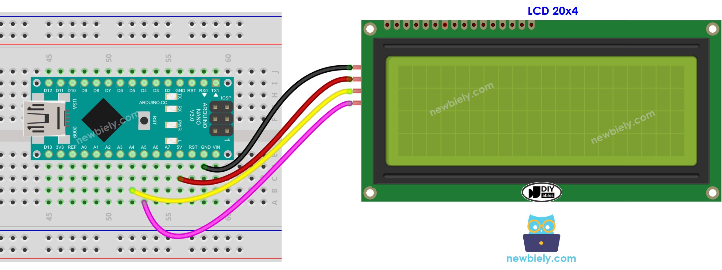 Arduino Nano LCD I2C Verdrahtungsdiagramm