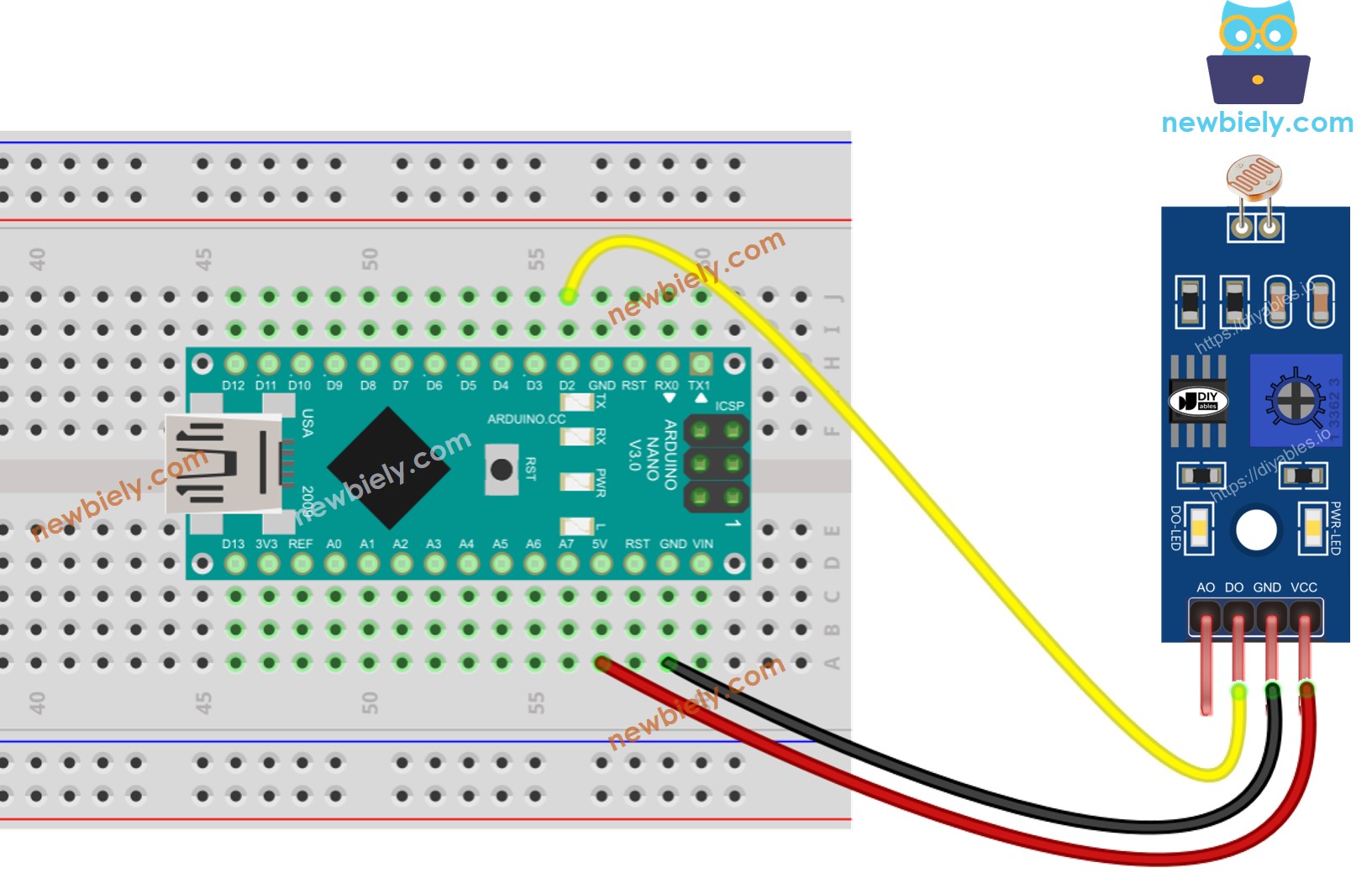 Arduino Nano LDR-Lichtsensor-Modul Verdrahtungsdiagramm