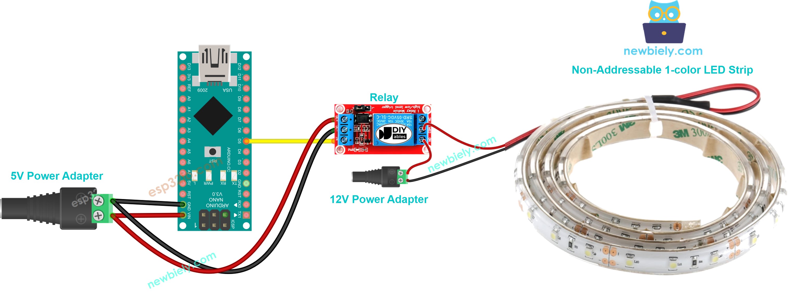 Arduino Nano 12-V LED-Streifen-Verdrahtungsdiagramm