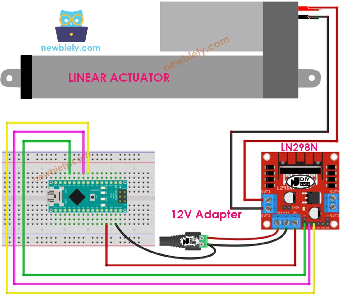 Arduino Nano Linearantrieb L298N-Treiber Verdrahtungsdiagramm