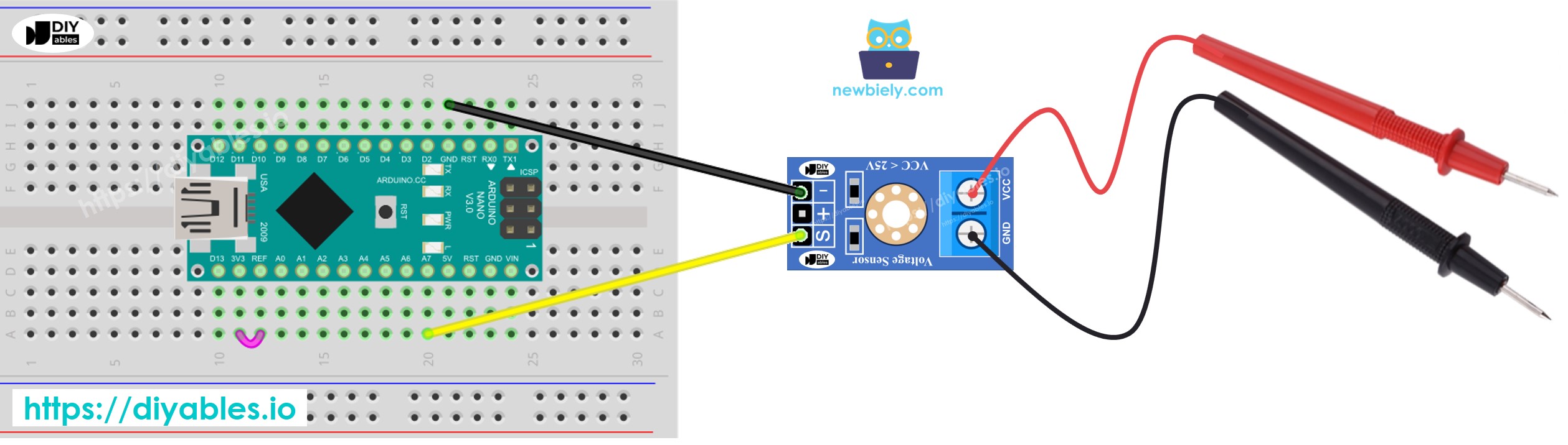 Arduino Nano misst Spannung – Schaltplan