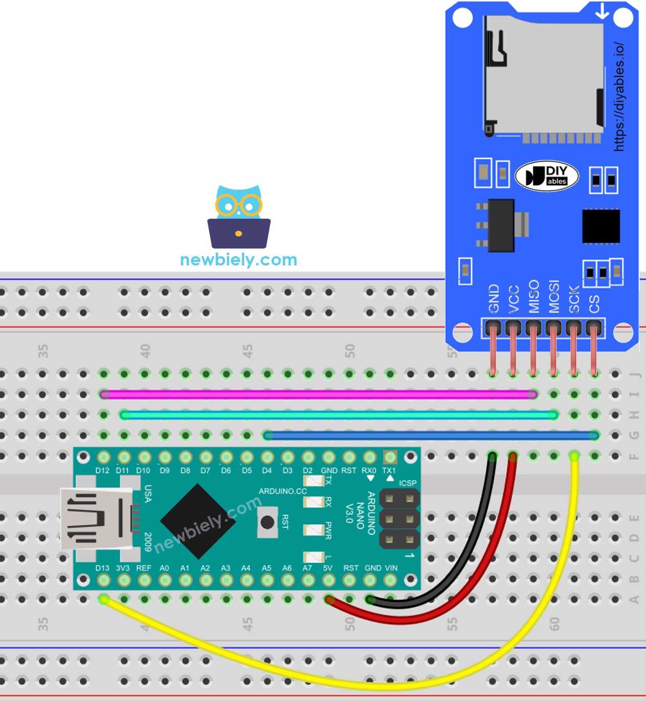 Arduino Nano Mikro-SD-Kartenmodul Verdrahtungsdiagramm