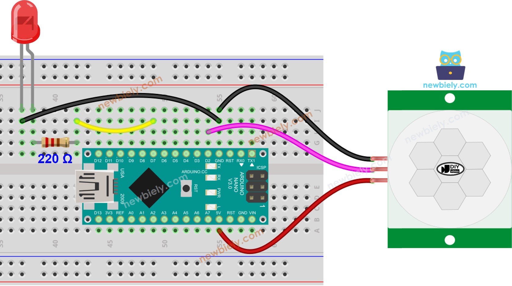 Arduino Nano Bewegungsmelder LED-Schaltplan