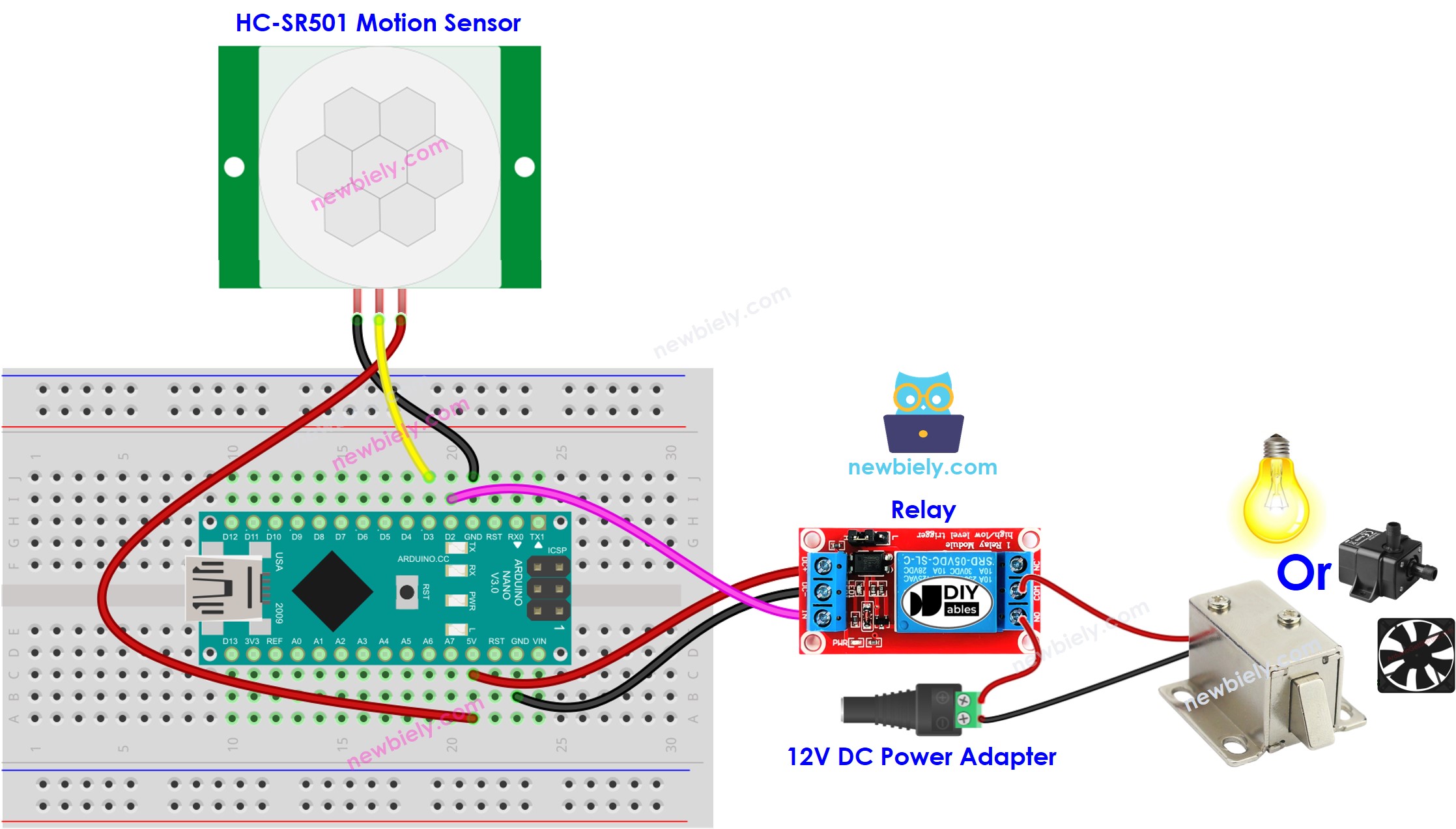 Arduino Nano Bewegungsmelder-Relais-Schaltplan