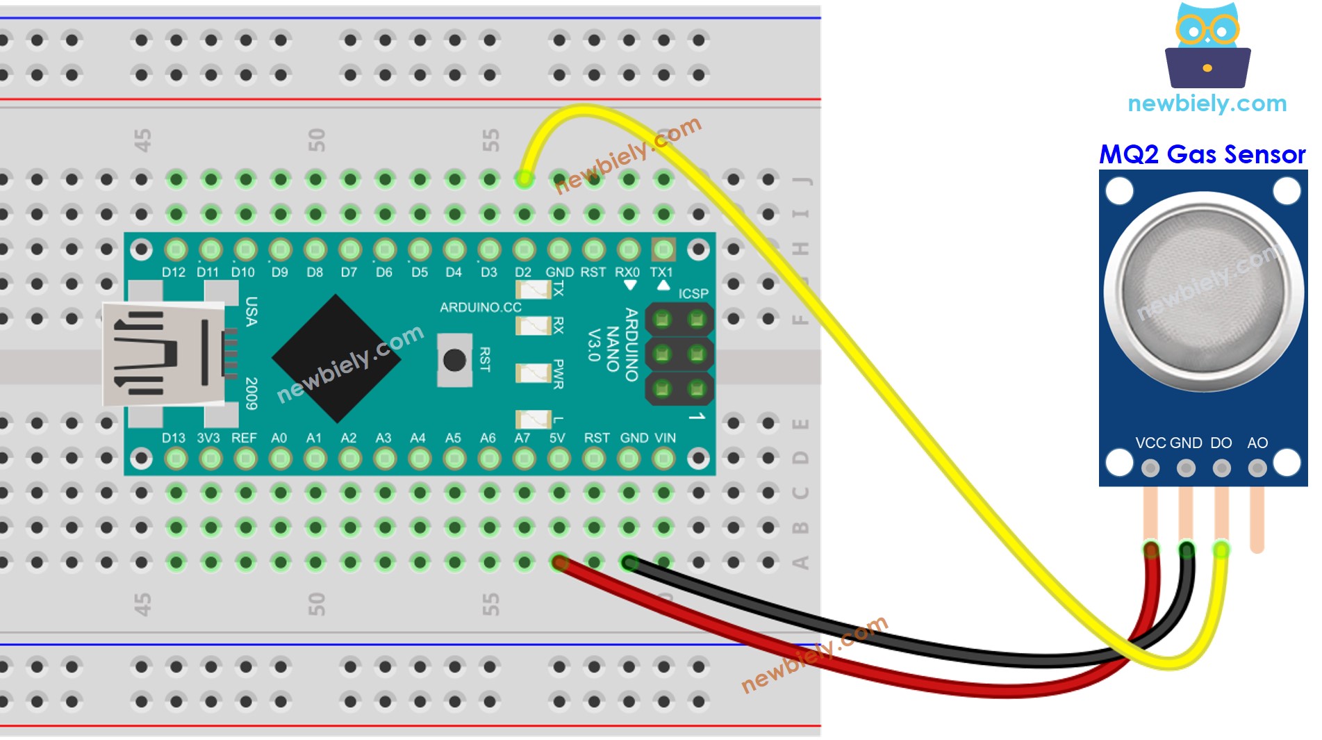 Arduino Nano MQ-2-Gassensor-Schaltplan