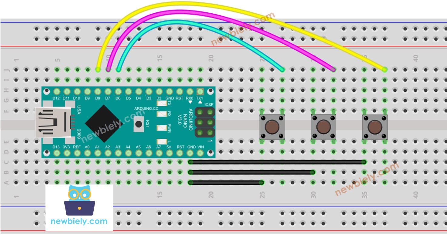 Schaltplan für mehrere Tasten am Arduino Nano