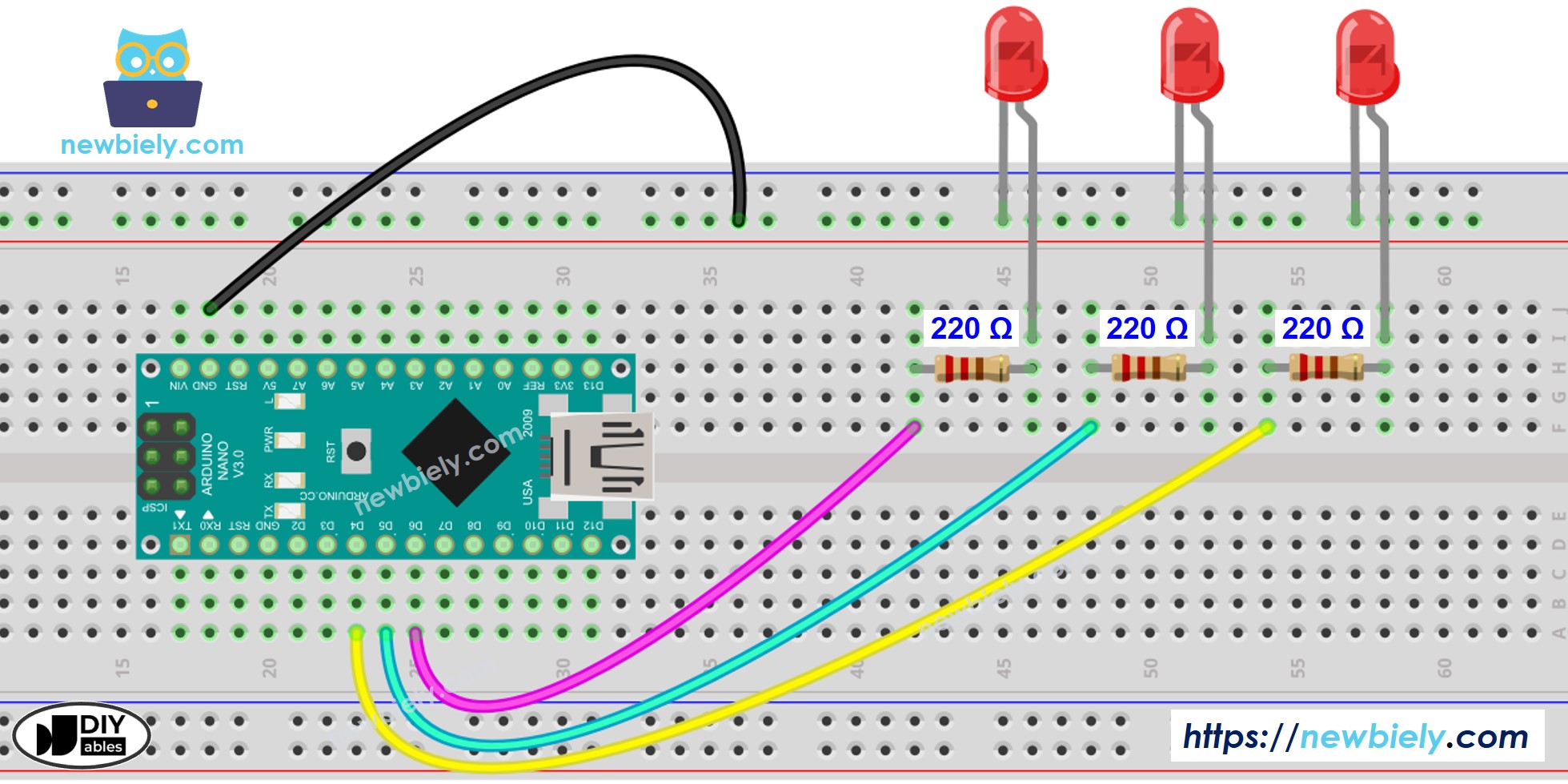 Arduino Nano Mehrfach-LED-Schaltplan