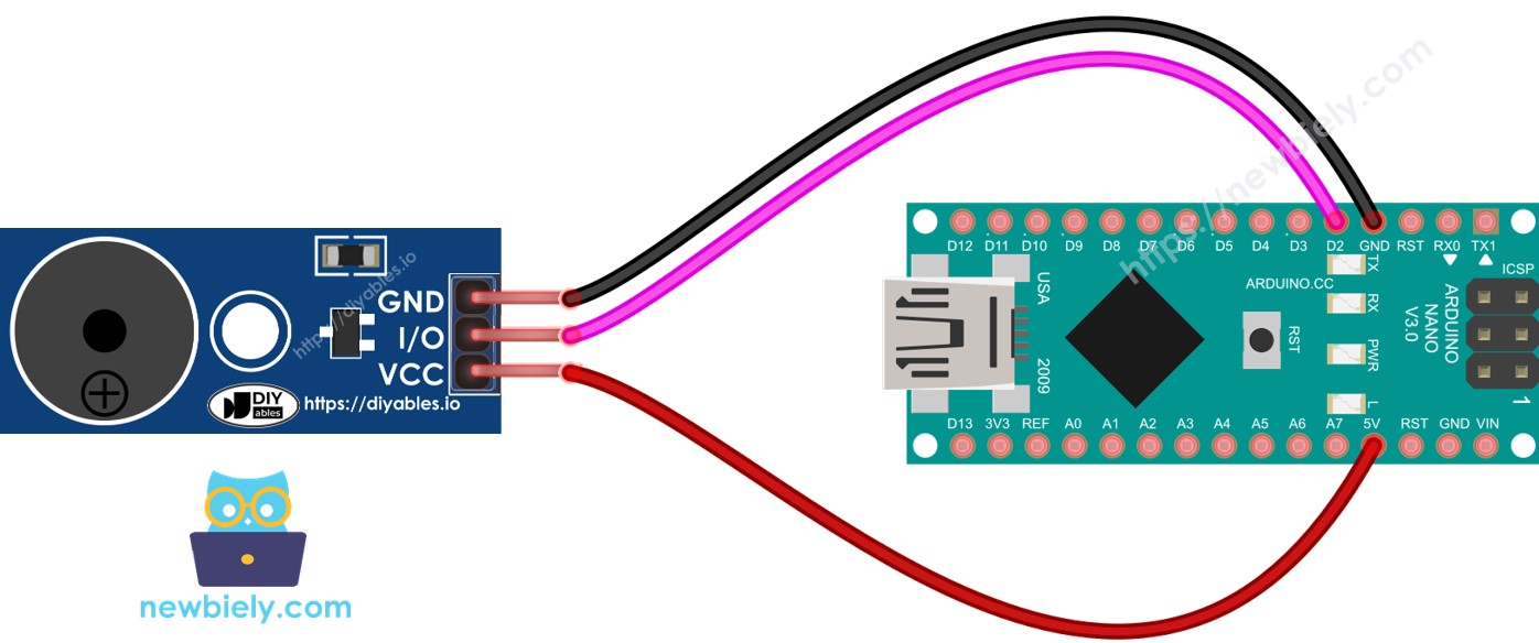 Schaltplan des Piezo-Buzzer-Moduls für Arduino Nano