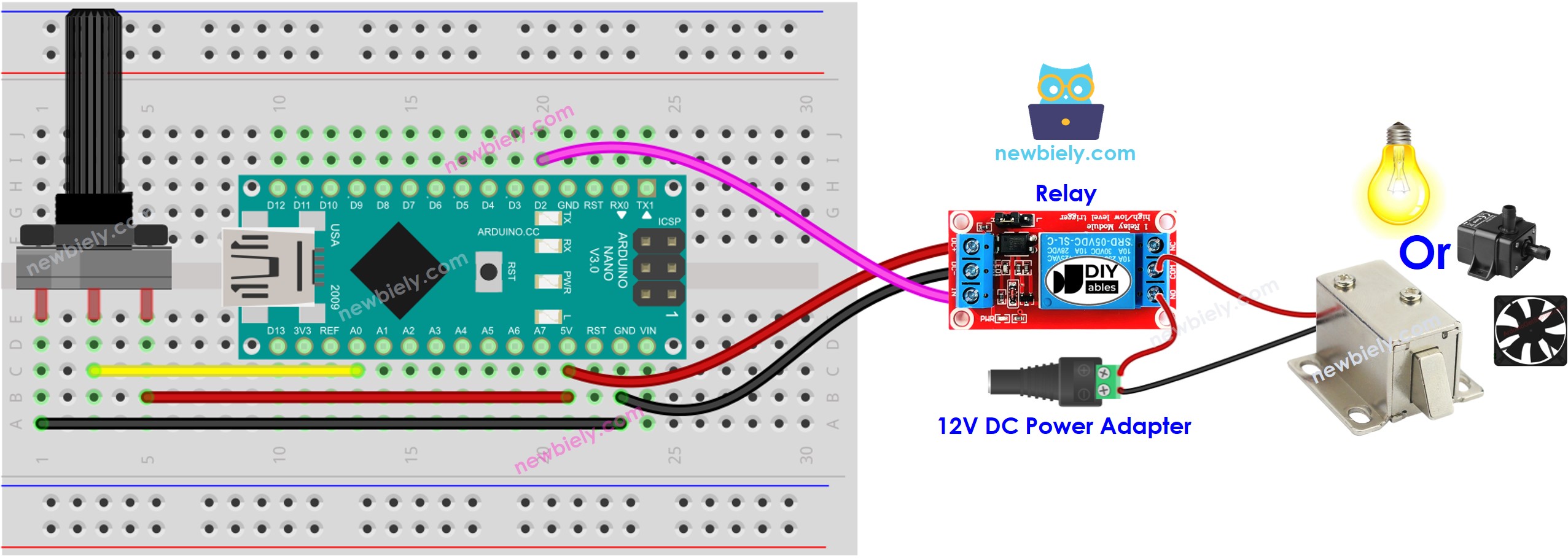 Arduino Nano Potentiometer-Relais-Schaltplan