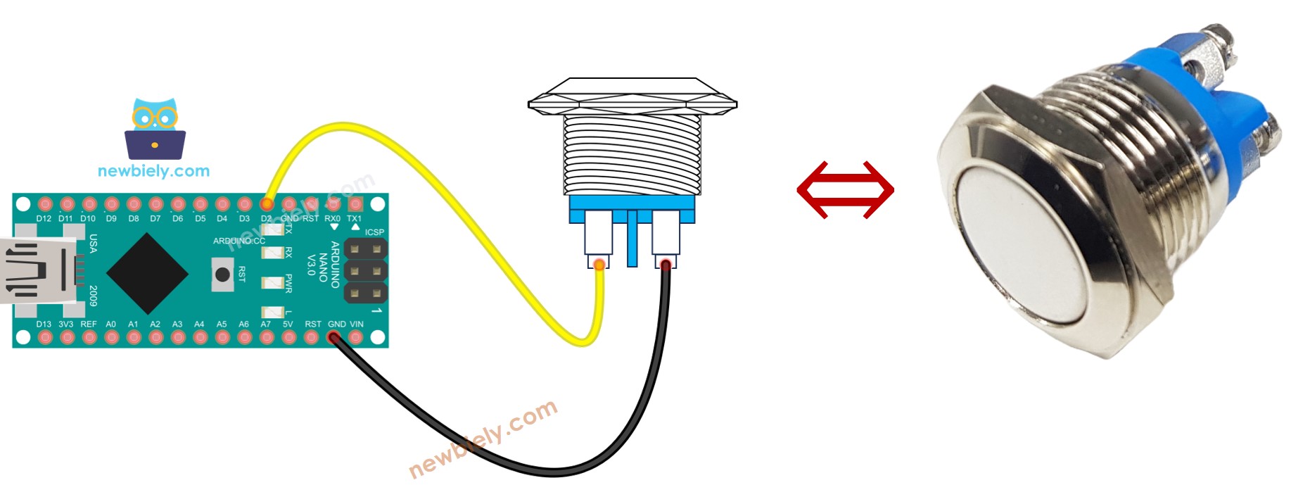 Arduino Nano zweipoliger Drucktaster-Schaltplan