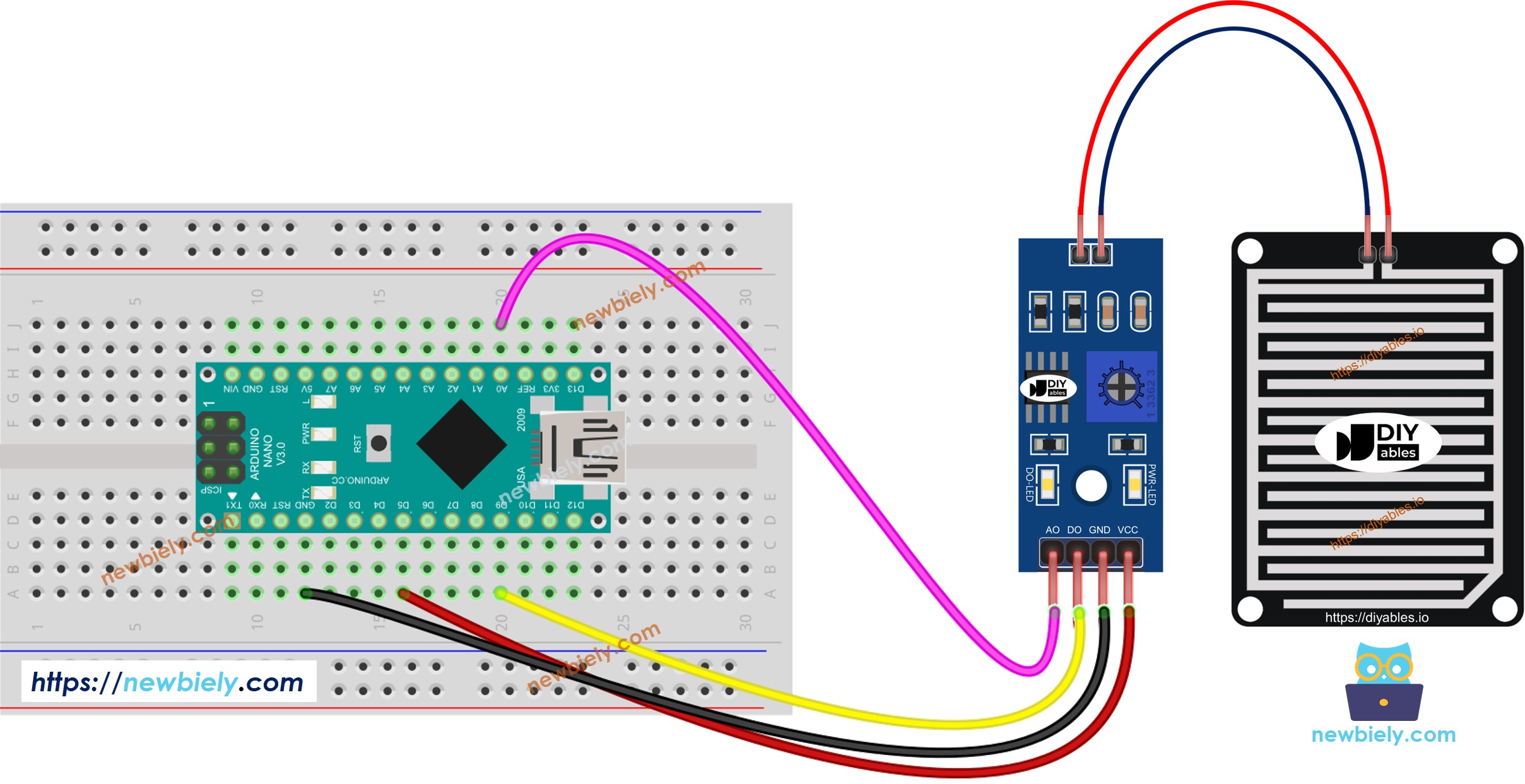 Arduino Nano Regen-Sensor Verdrahtungsdiagramm