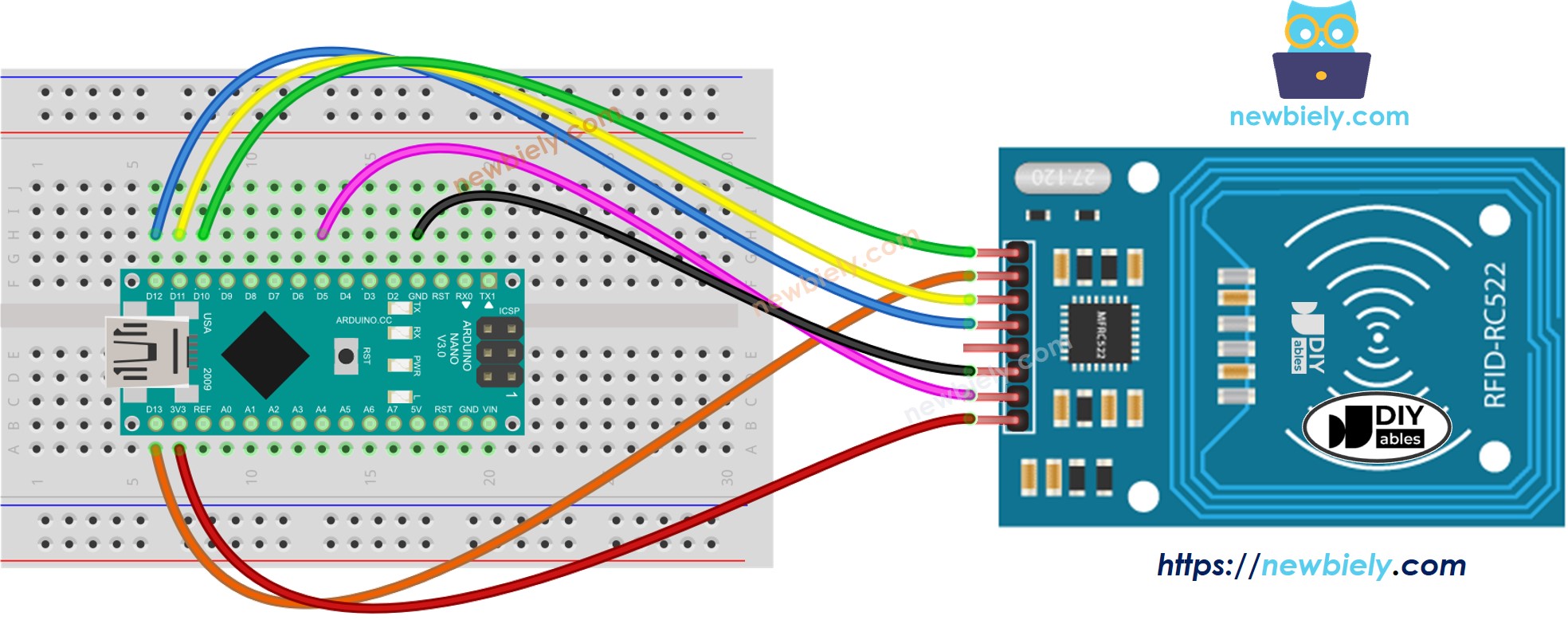 Arduino Nano RFID RC522 Verdrahtungsdiagramm