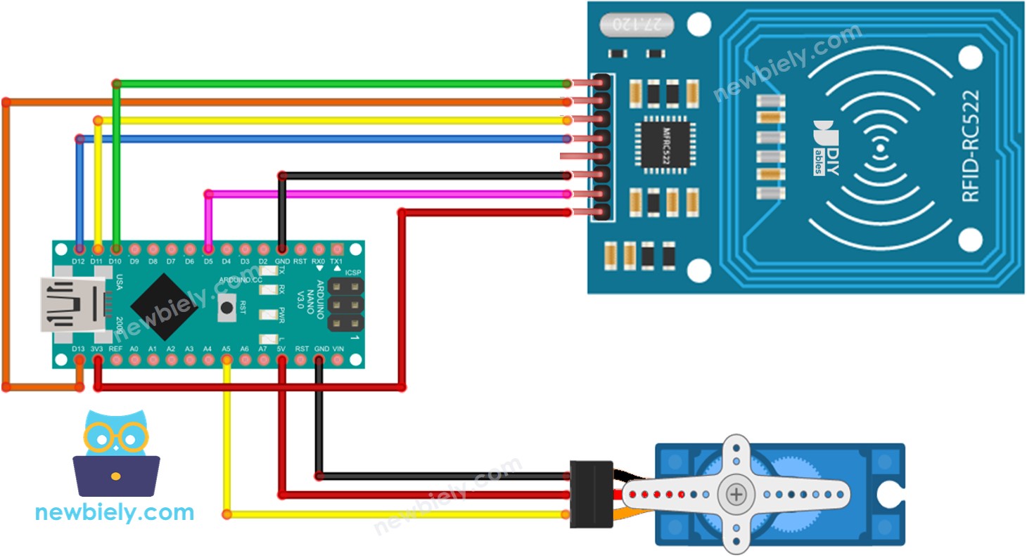Arduino Nano RFID RC522 Servomotor-Schaltplan