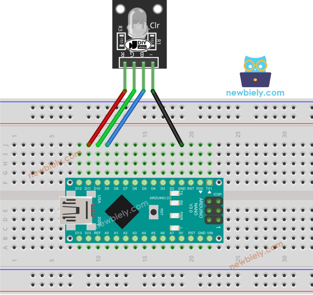 Arduino Nano RGB-LED-Modul Verdrahtungsdiagramm