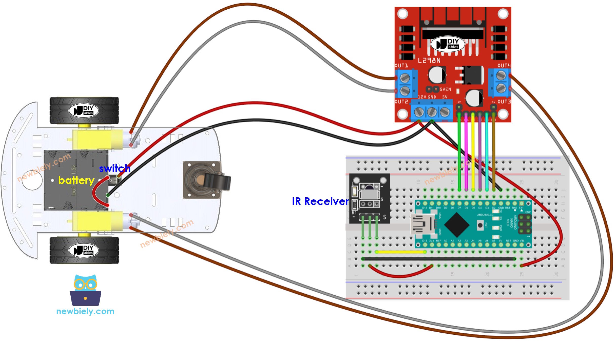 Arduino Nano 2WD Auto Verdrahtungsdiagramm