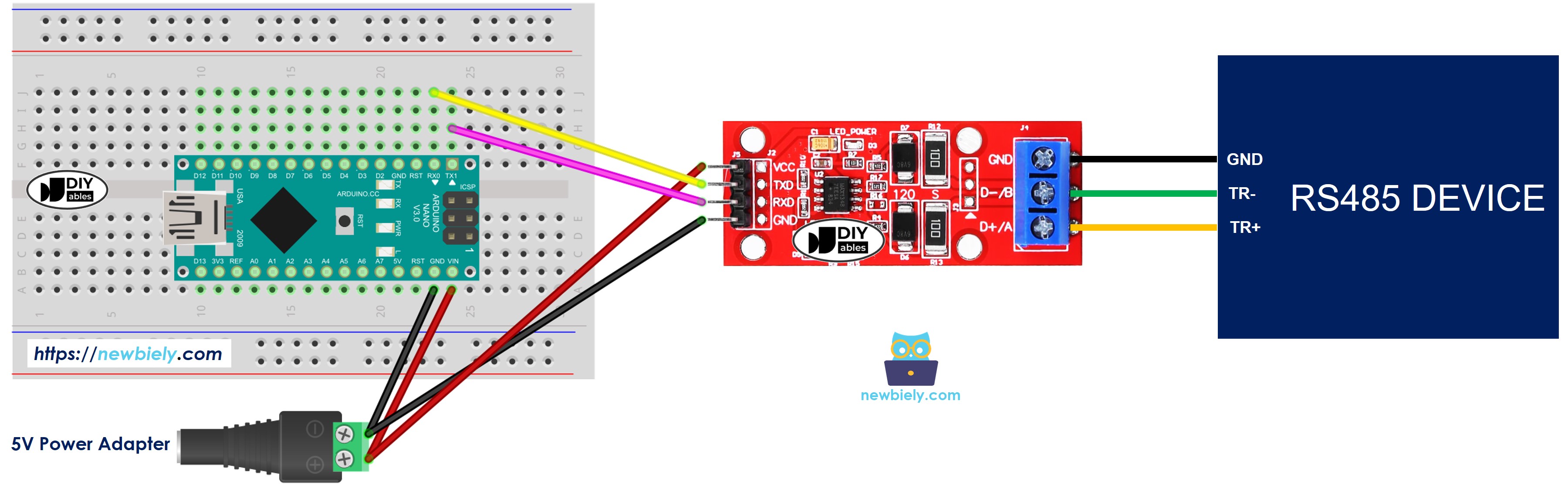 Arduino Nano TTL zu RS-485 Verdrahtungsdiagramm