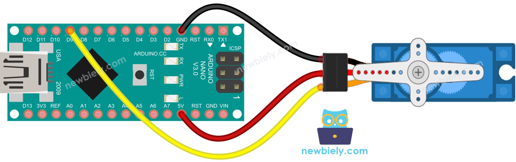 Arduino Nano Servomotor Verdrahtungsdiagramm