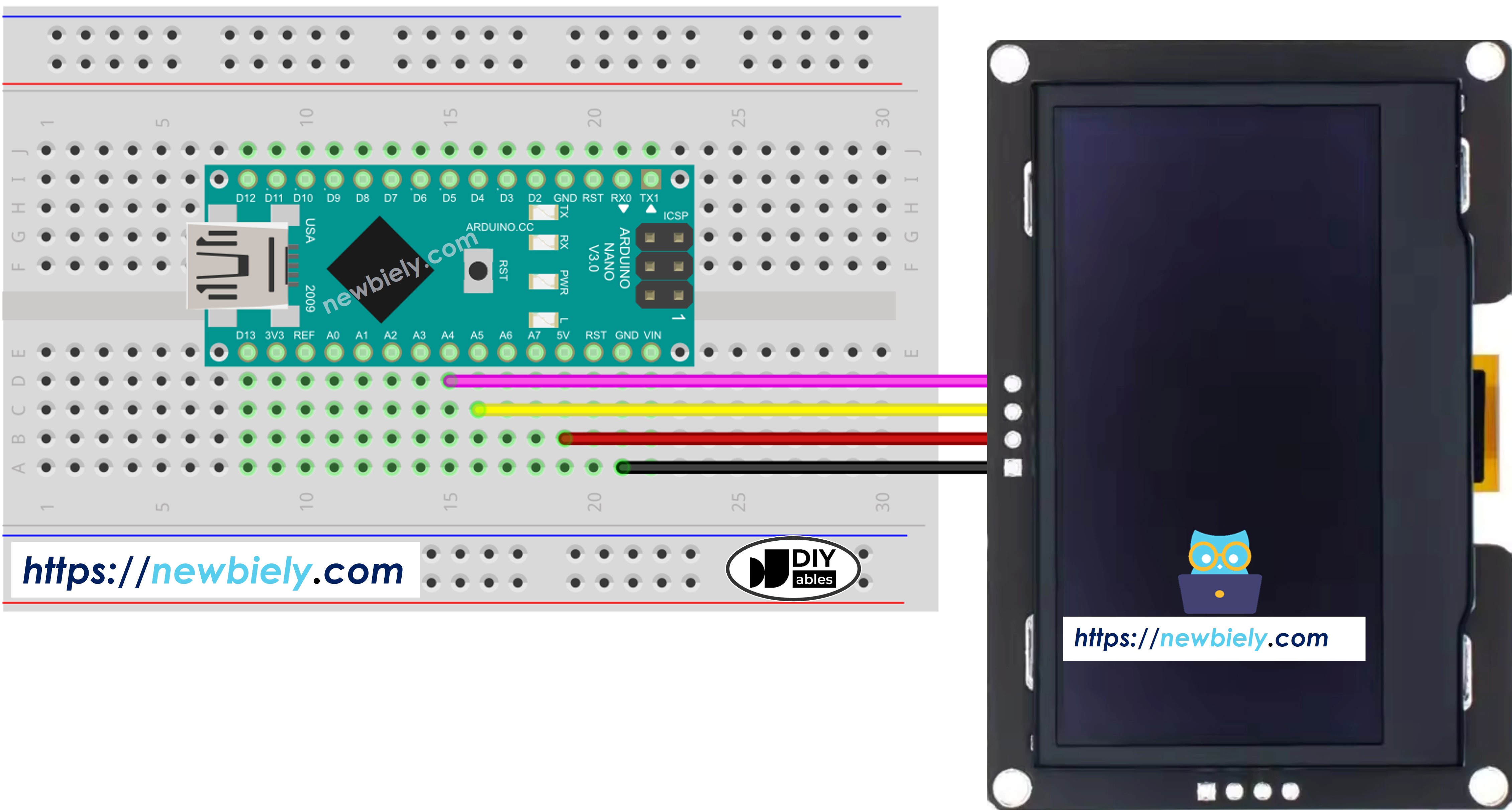 Arduino Nano SSD1309 OLED Schaltplan