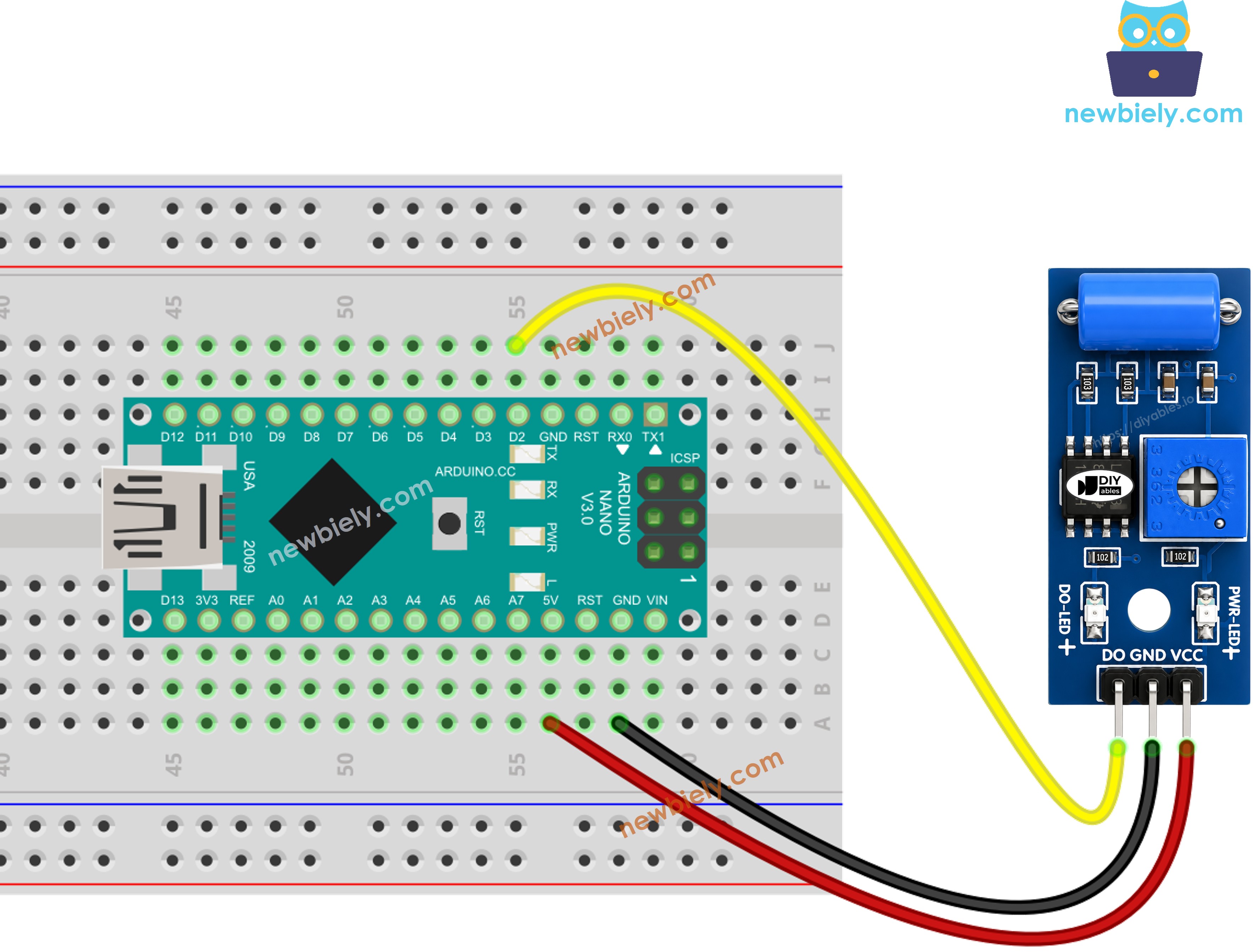 Schaltplan Arduino Nano SW-420 Vibrationssensor