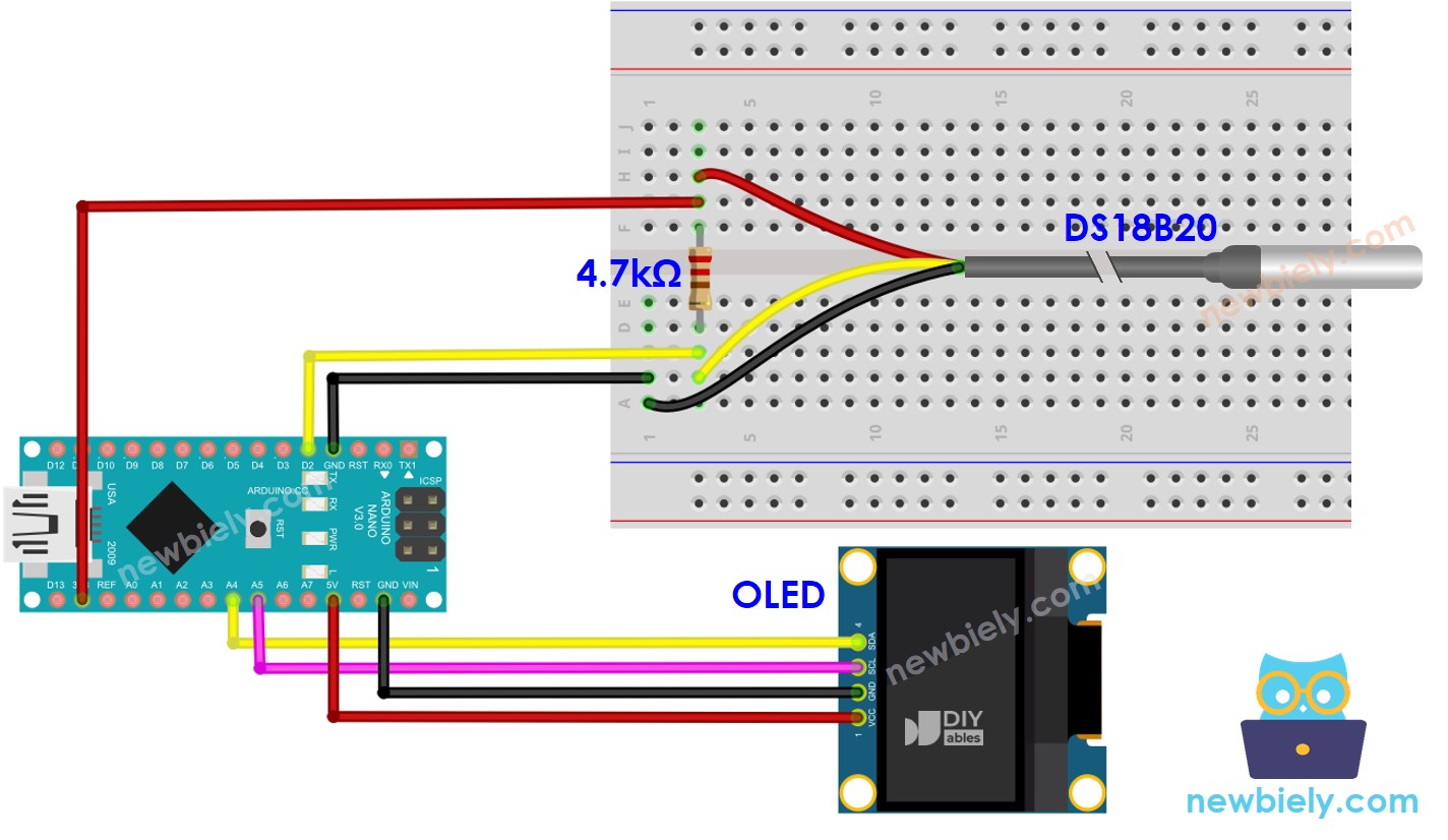 Arduino Nano Temperatursensor OLED-Schaltplan