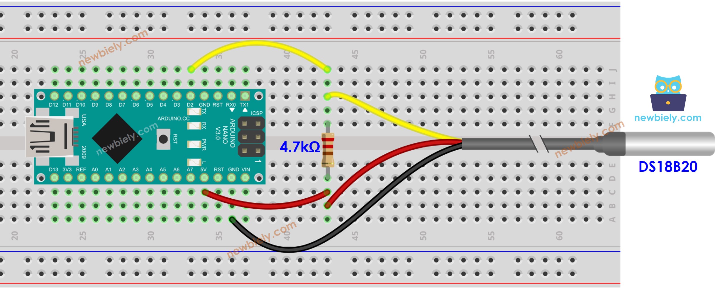 Arduino Nano Temperatursensor Verdrahtungsdiagramm