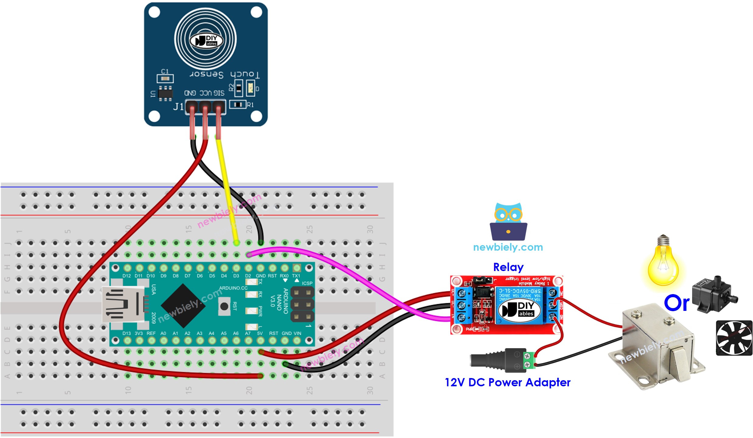 Arduino Nano Berührungssensor Relais-Schaltplan