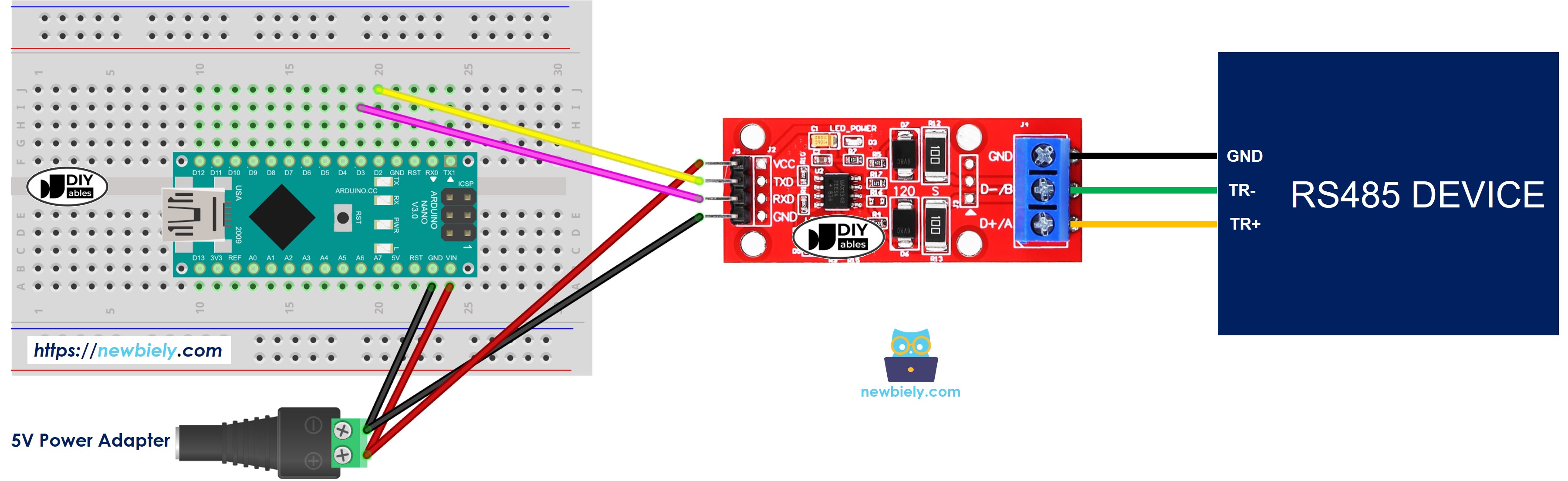Arduino Nano RS-485 zu TTL Verdrahtungsdiagramm