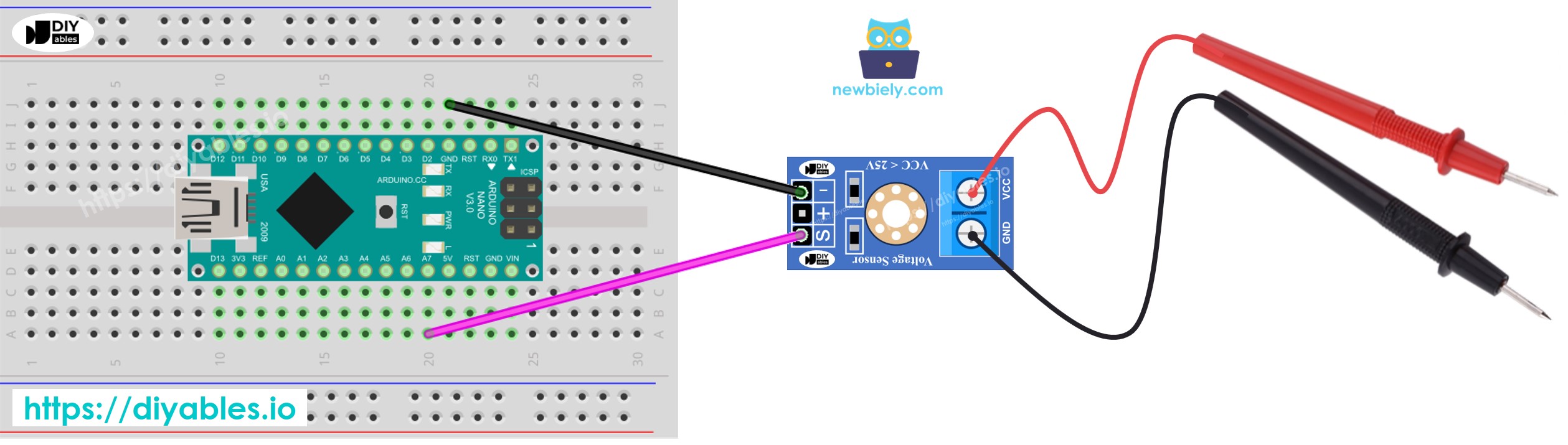 Arduino Nano Spannungssensor-Schaltplan