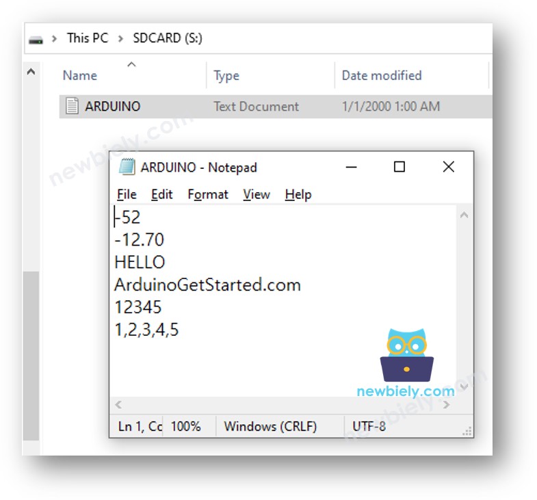 Arduino Nano schreibt eine Variable auf eine Micro-SD-Karte.