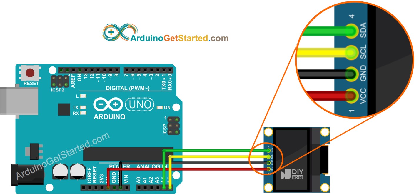 Arduino OLED 128x64 Verdrahtungsschema