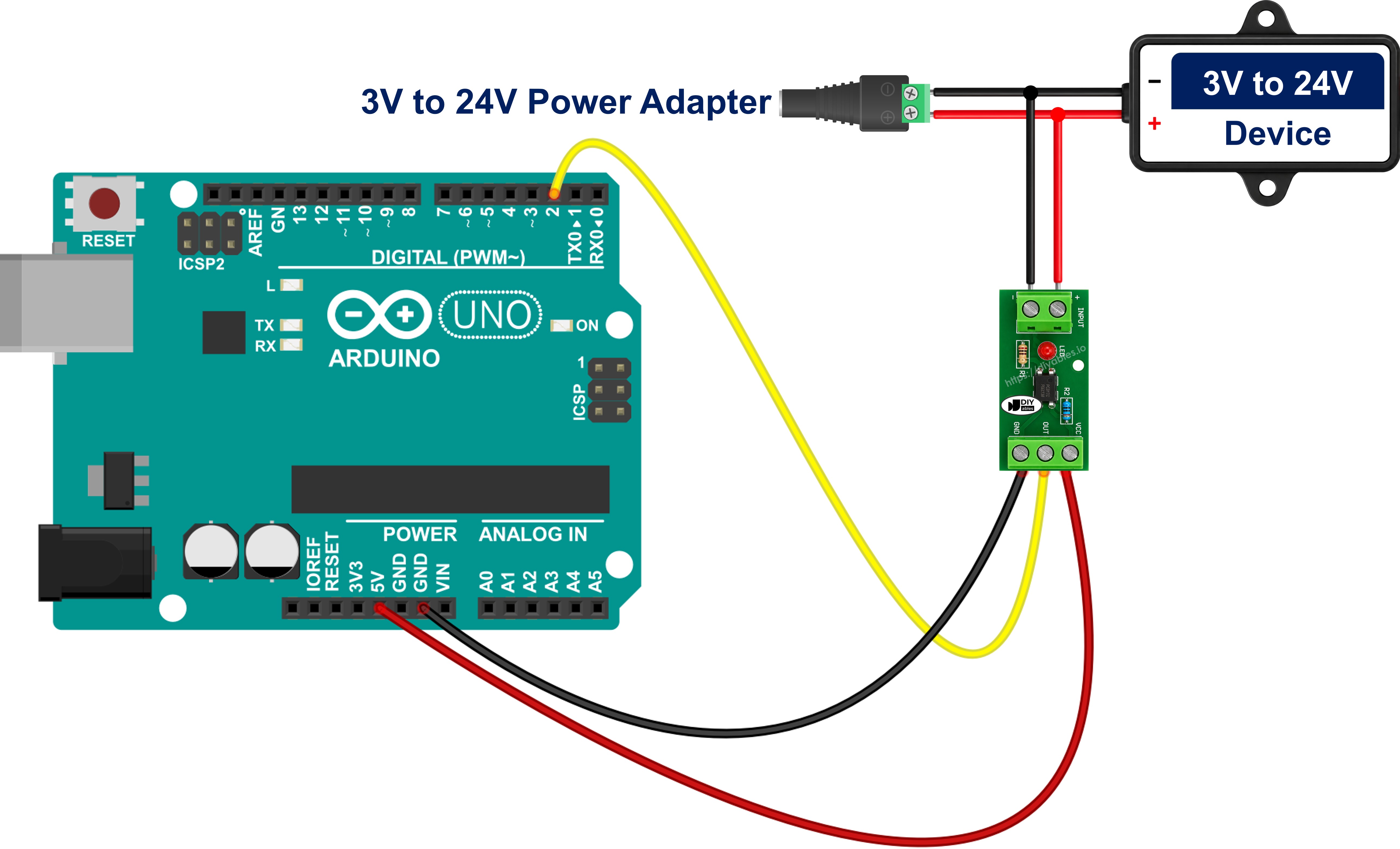 Arduino PC817 Optokoppler-Isolationsmodul Verdrahtungsdiagramm