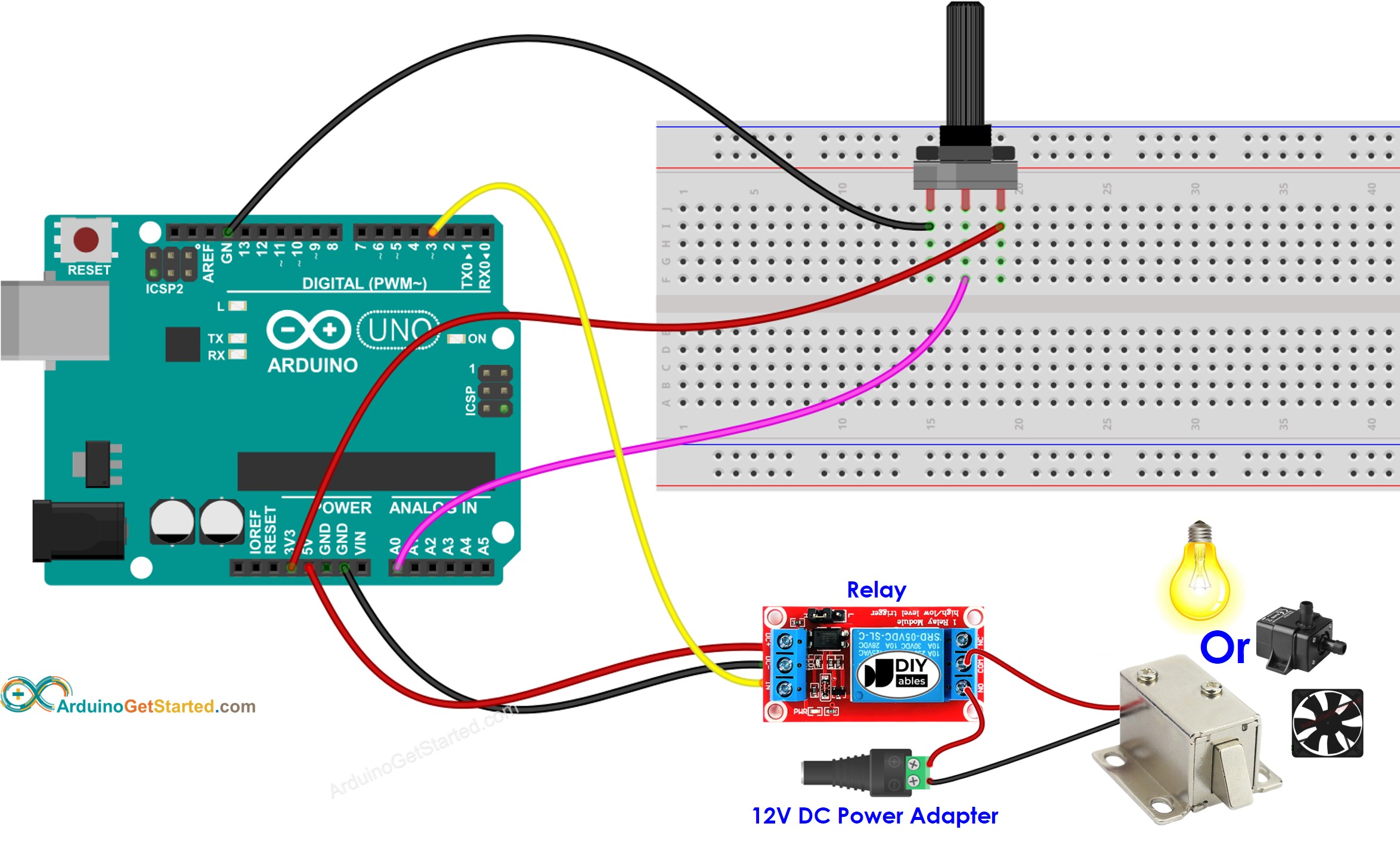 Arduino-Potentiometer-Relais-Schaltplan