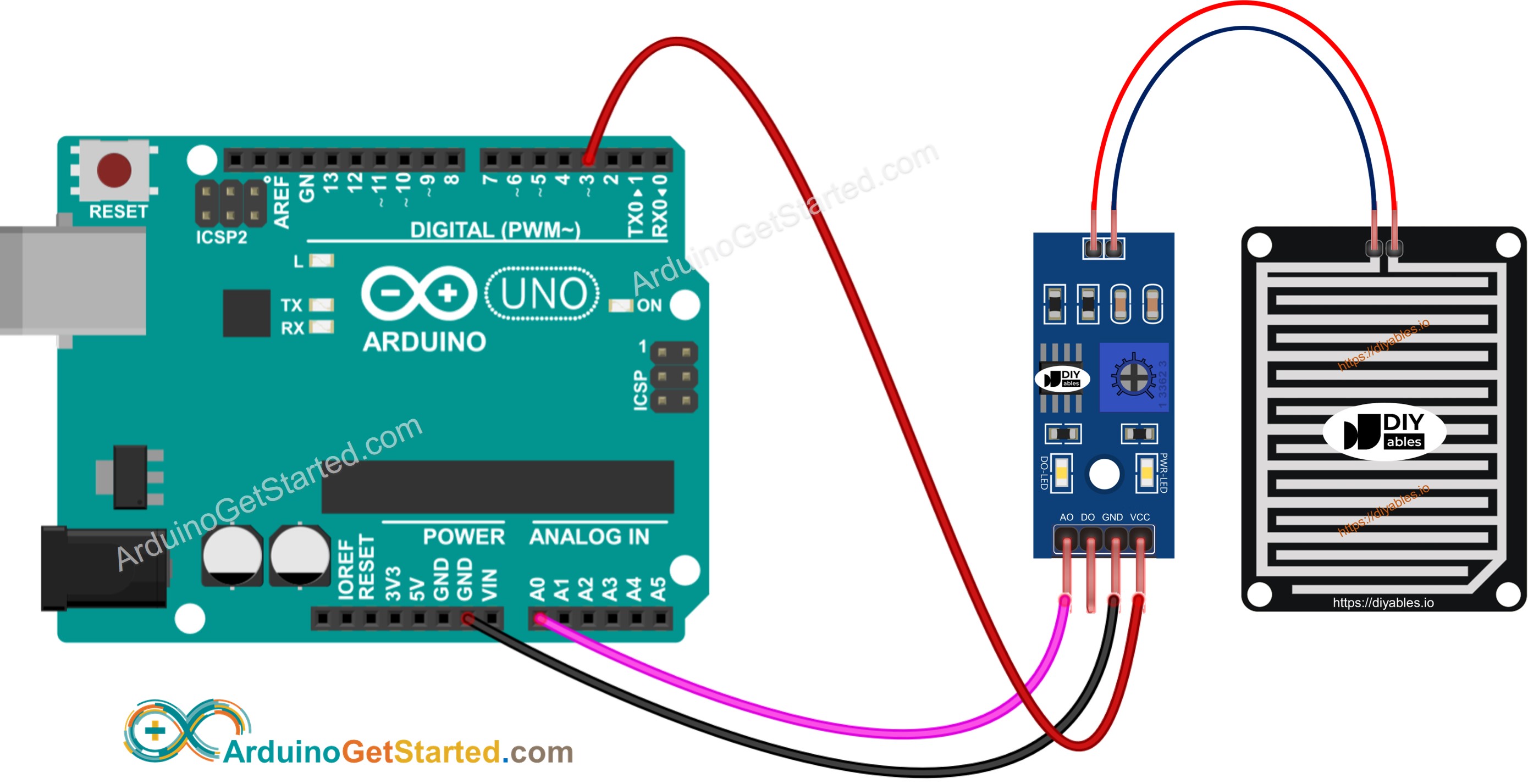 Schaltplan zur Regen-Erkennung mit Arduino