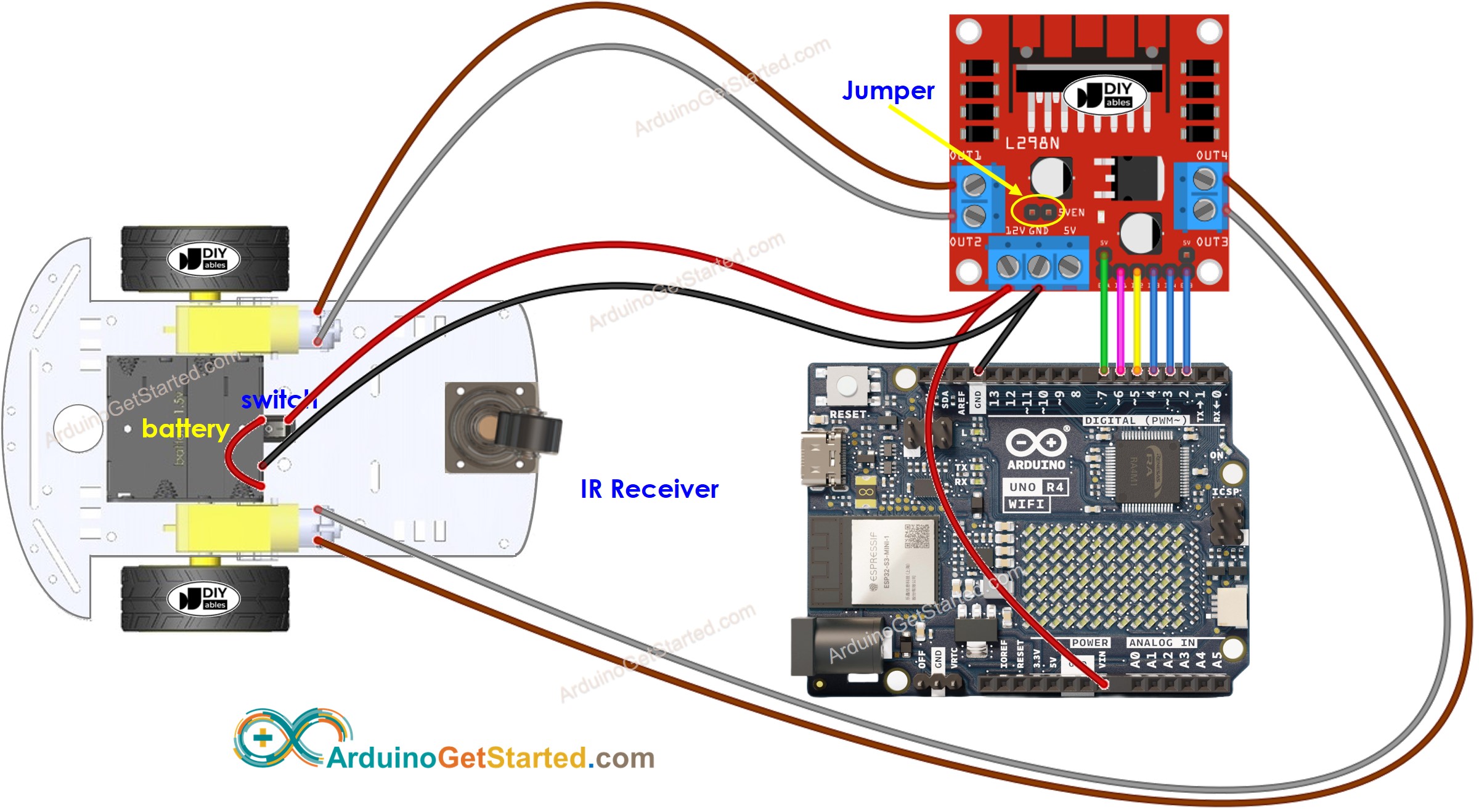 Arduino 2WD RC-Auto Schaltplan
