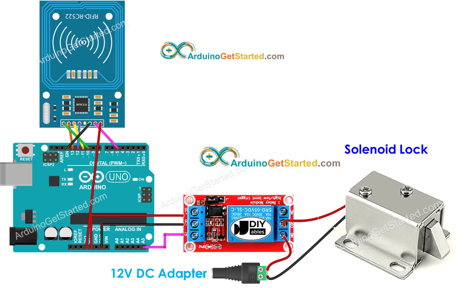 Schaltplan des Arduino RFID RC522 Türschloss-Systems