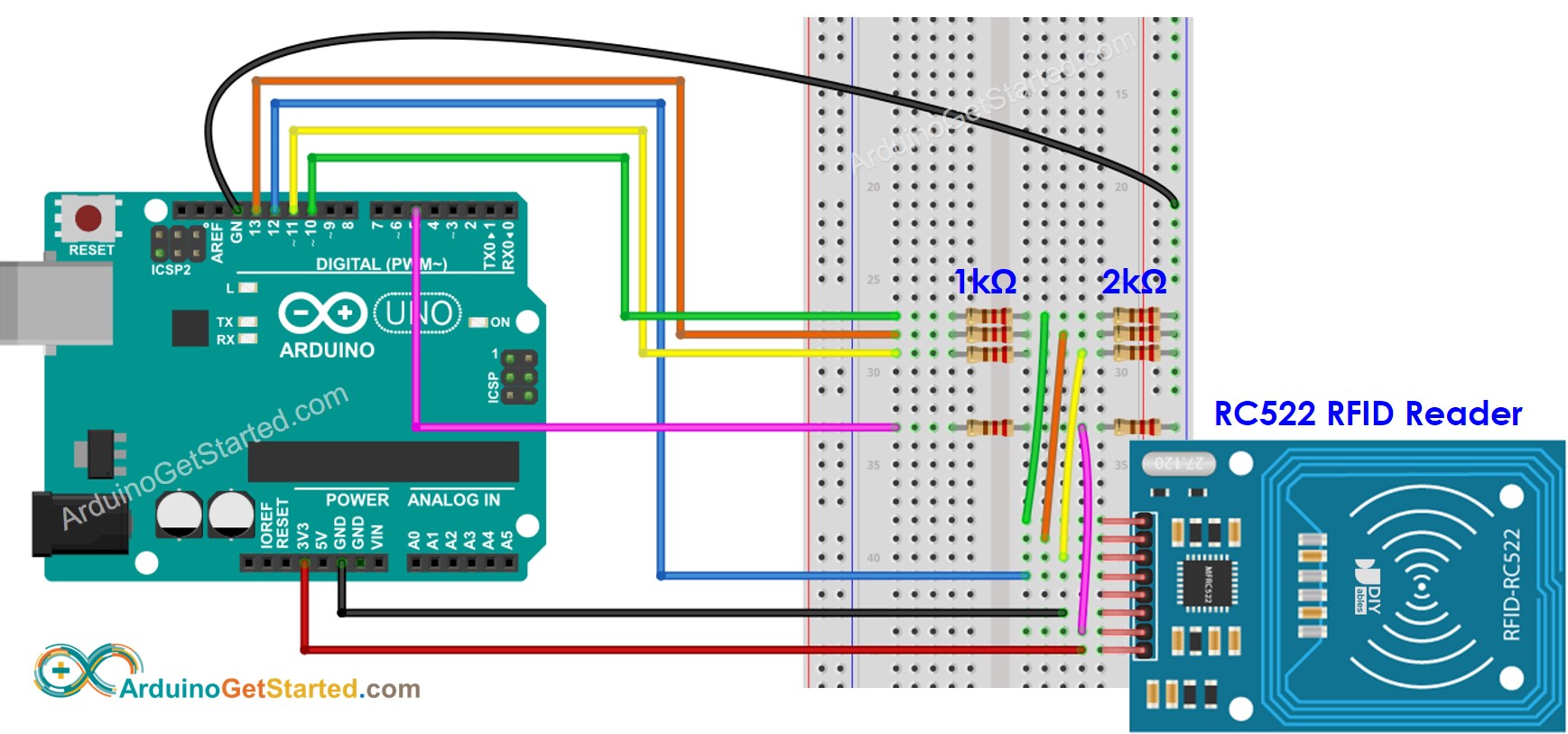 Arduino RC522-Modul mit spannungsreguliertem Schaltplan