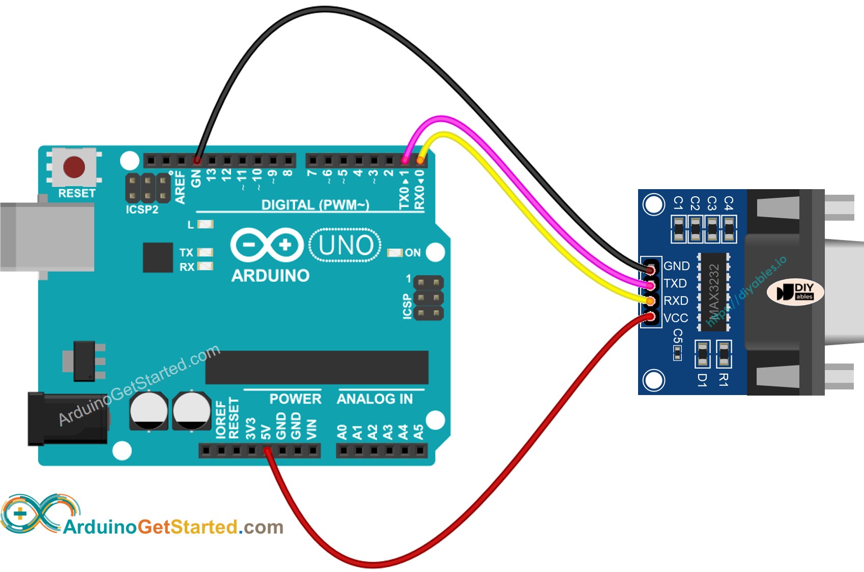 Arduino TTL zu RS232 Verdrahtungsdiagramm