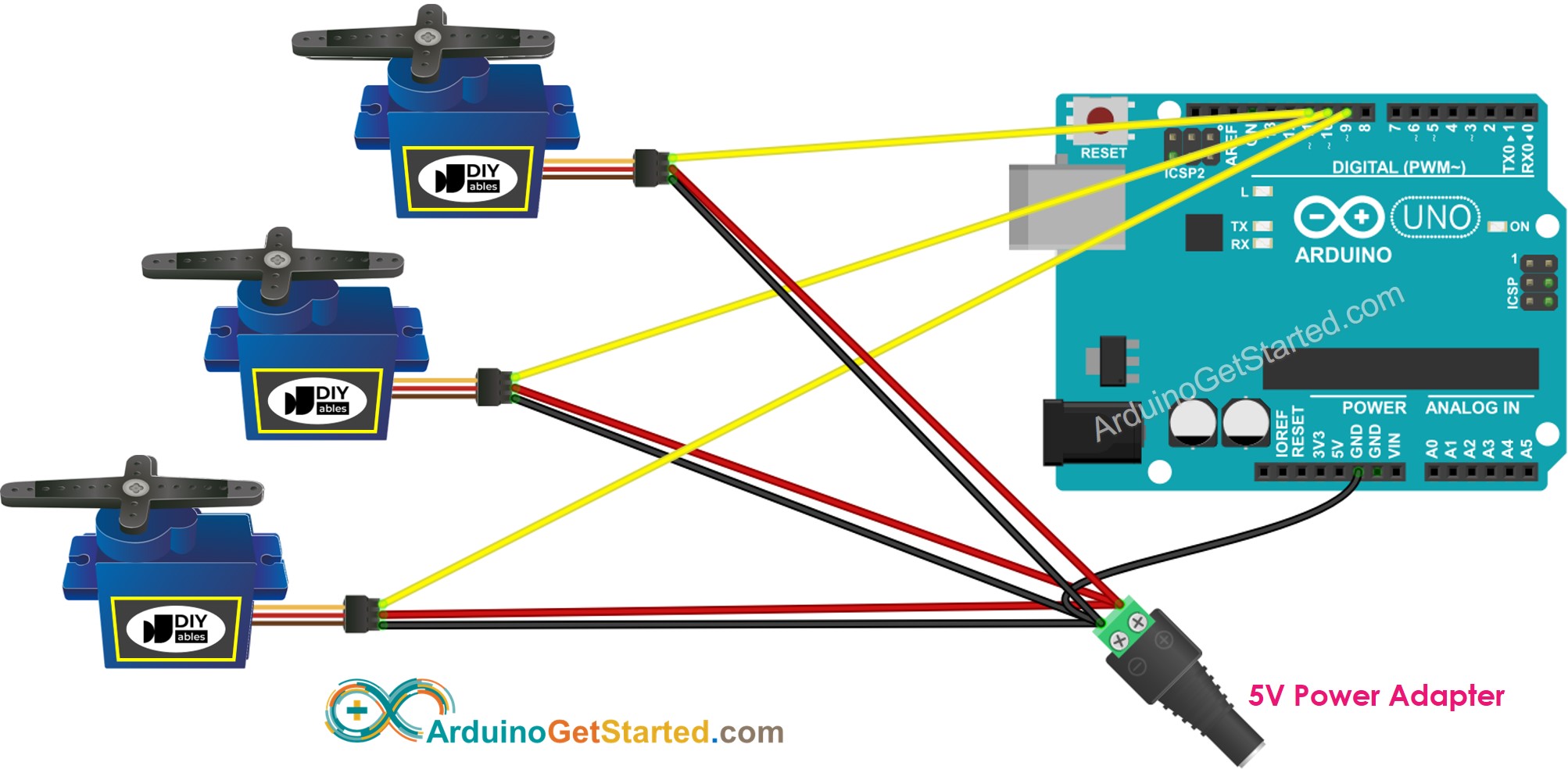 Arduino-Servomotor mit zusätzlicher Leistung