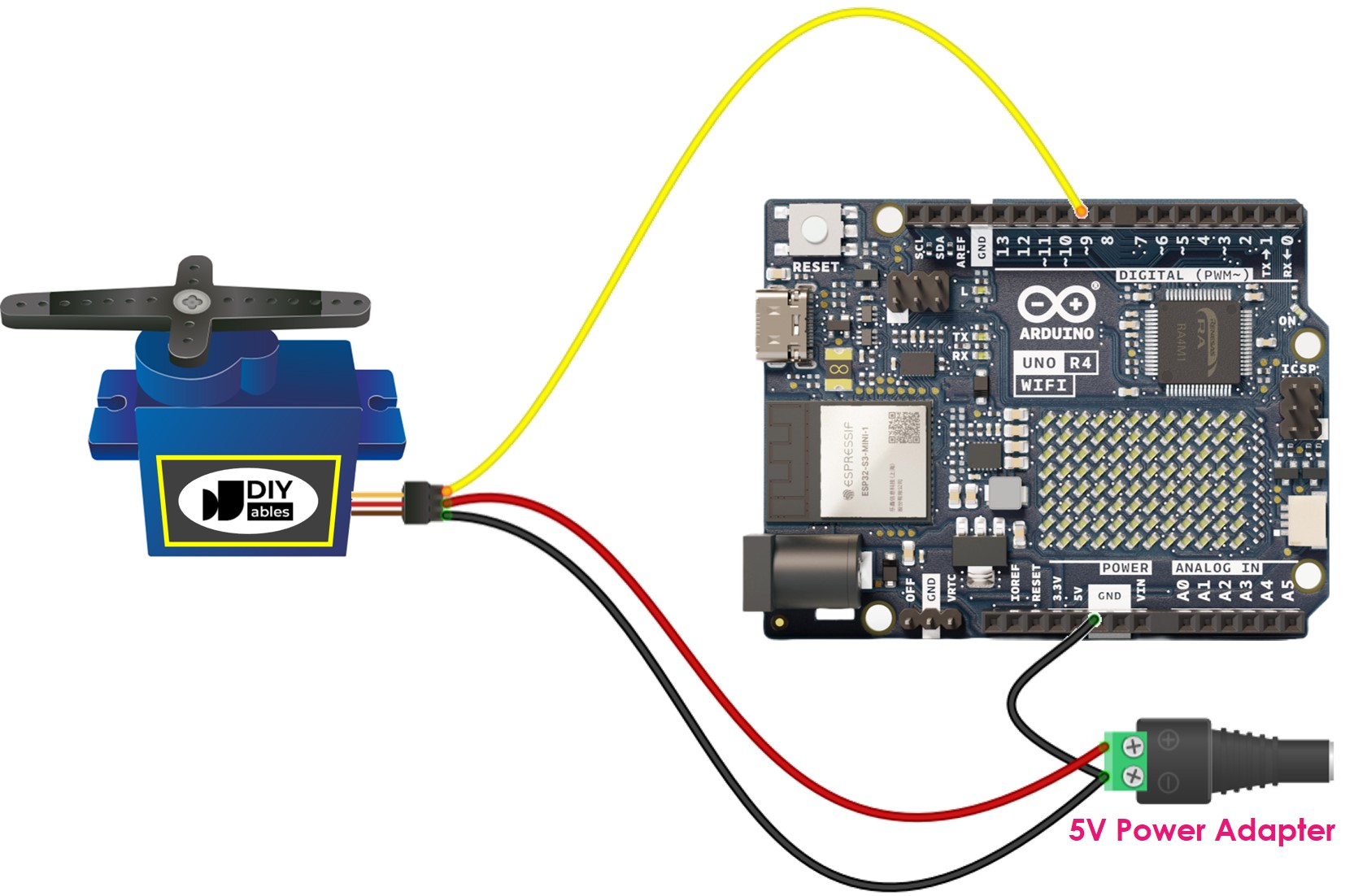 Schaltplan der Stromversorgung eines Arduino-Servomotors