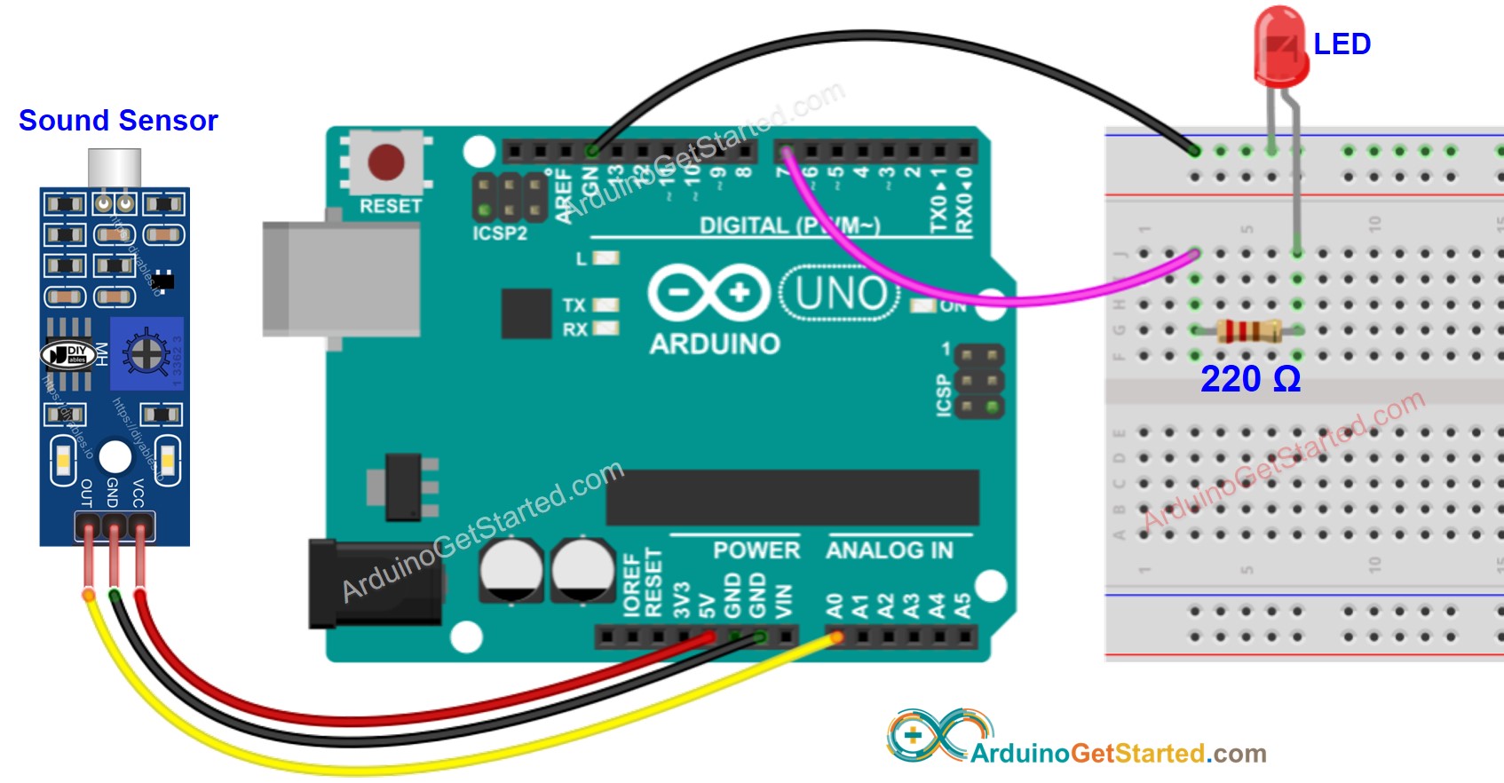 Arduino Schallsensor LED Verdrahtungsdiagramm