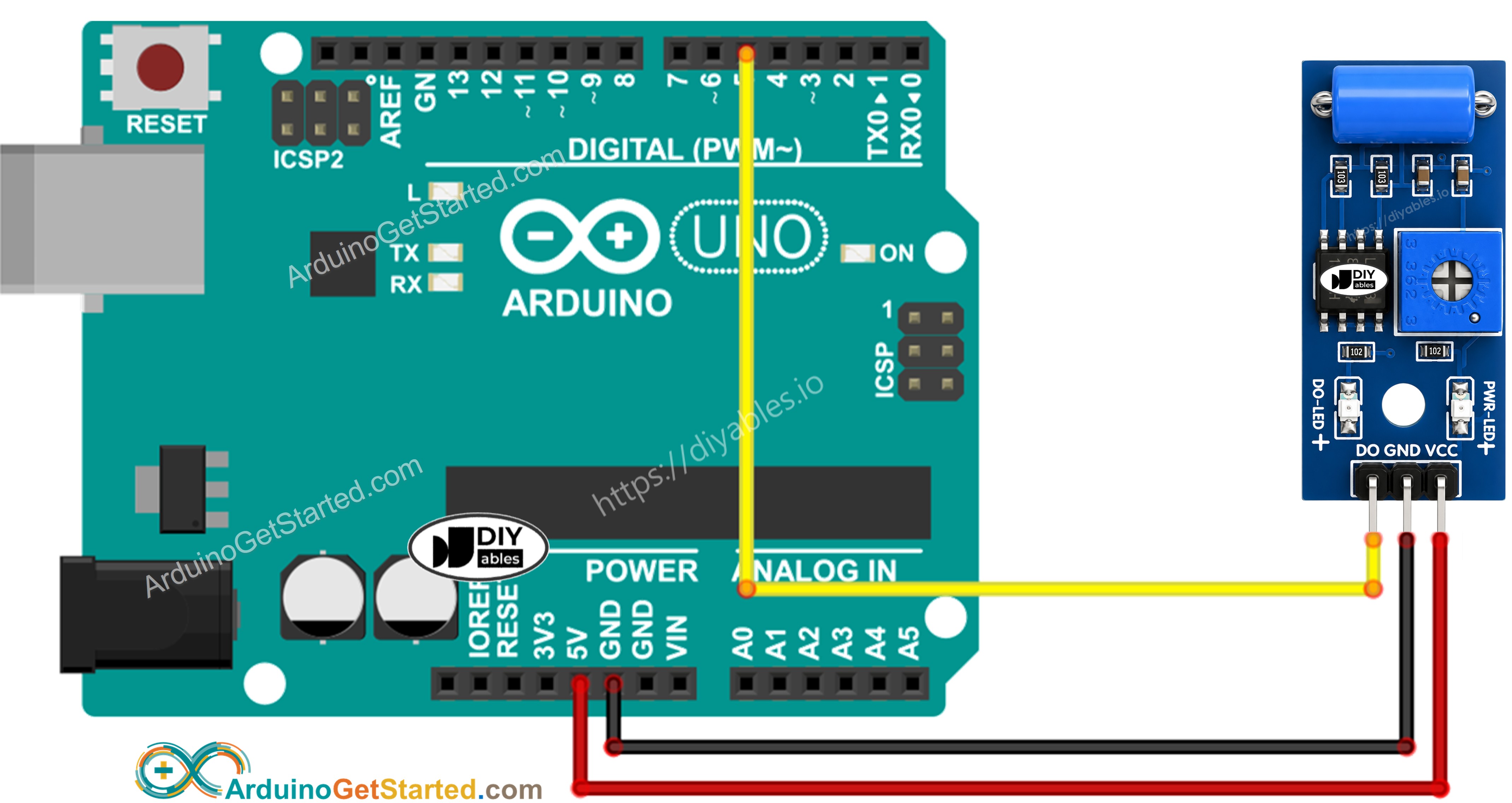 Arduino SW-420 Vibrationssensor Verdrahtungsdiagramm