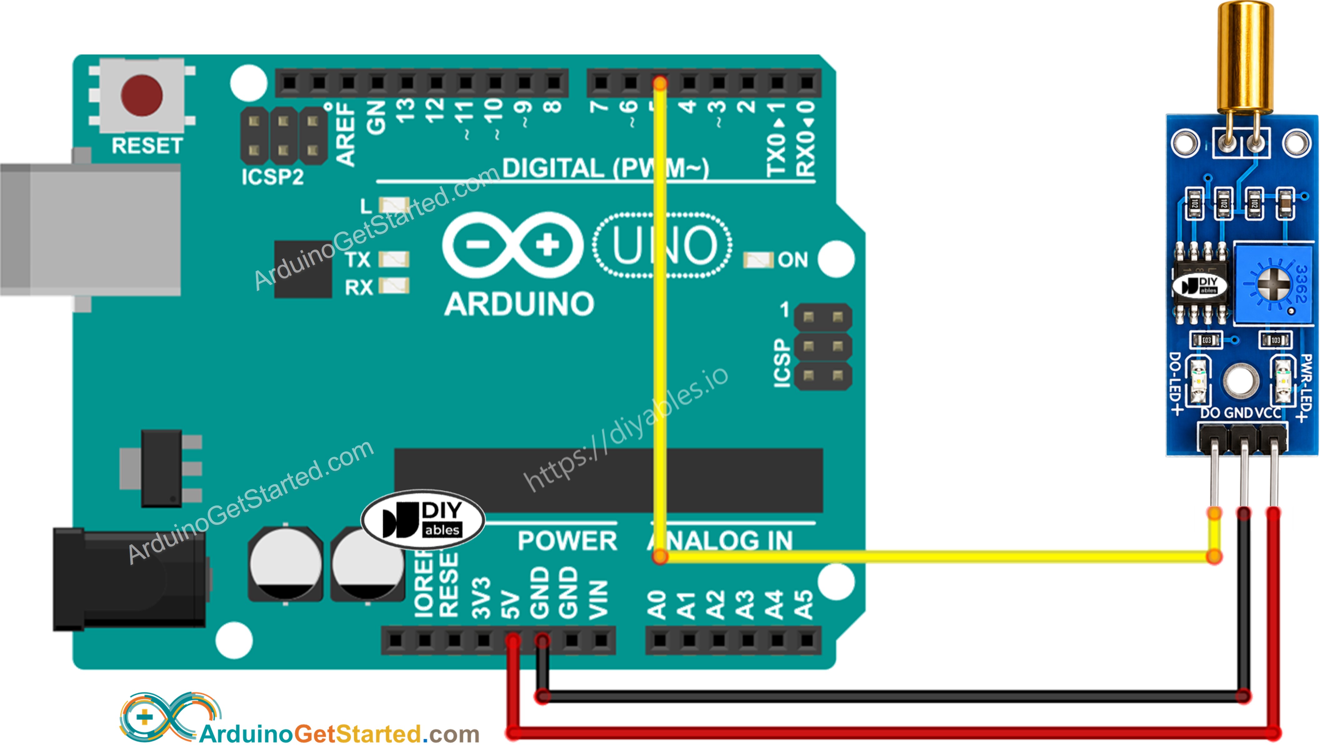Arduino SW520D Neigungssensor Verdrahtungsdiagramm